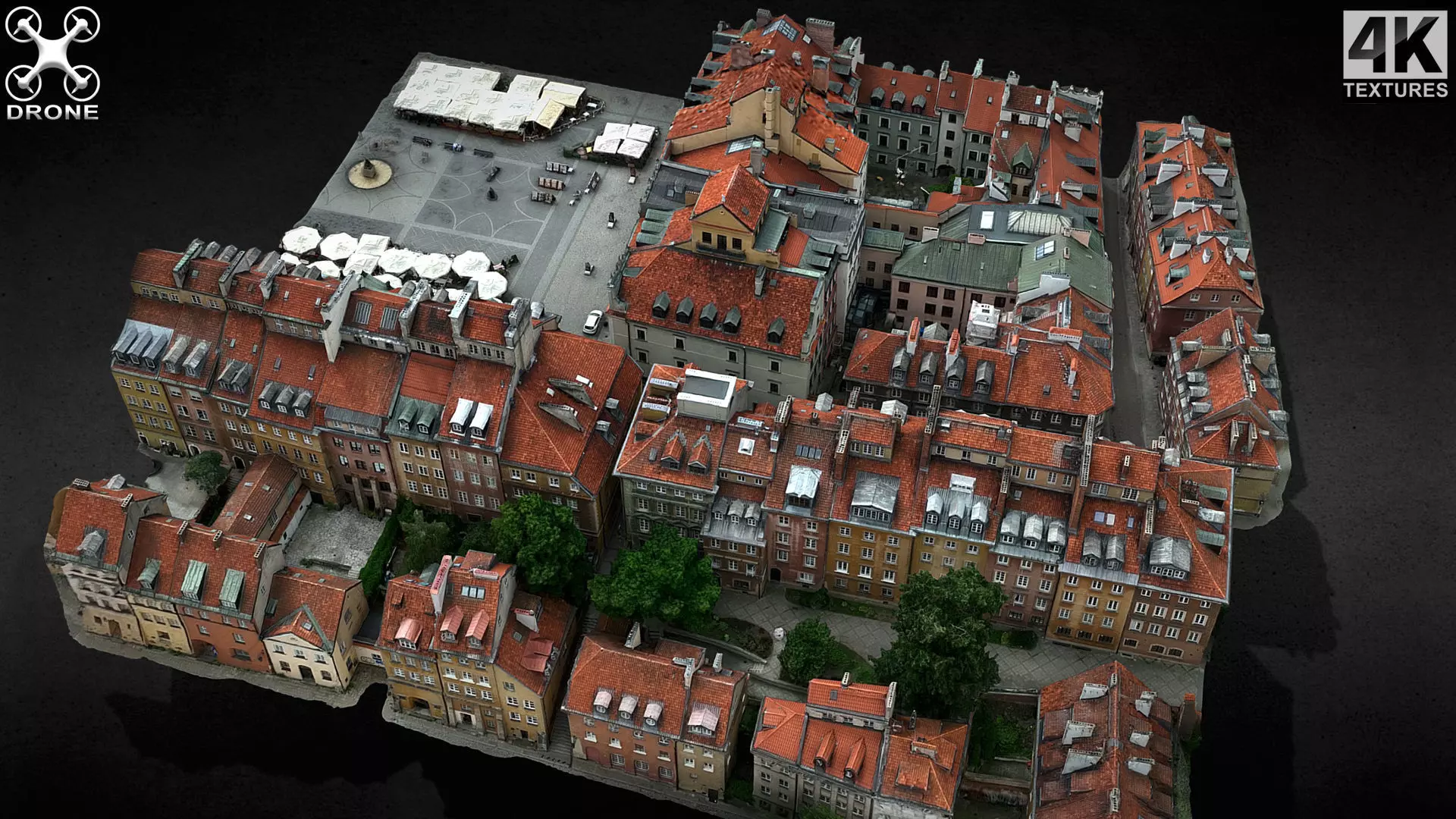 old town buidlings drone air photogrammetry 3D model_0
