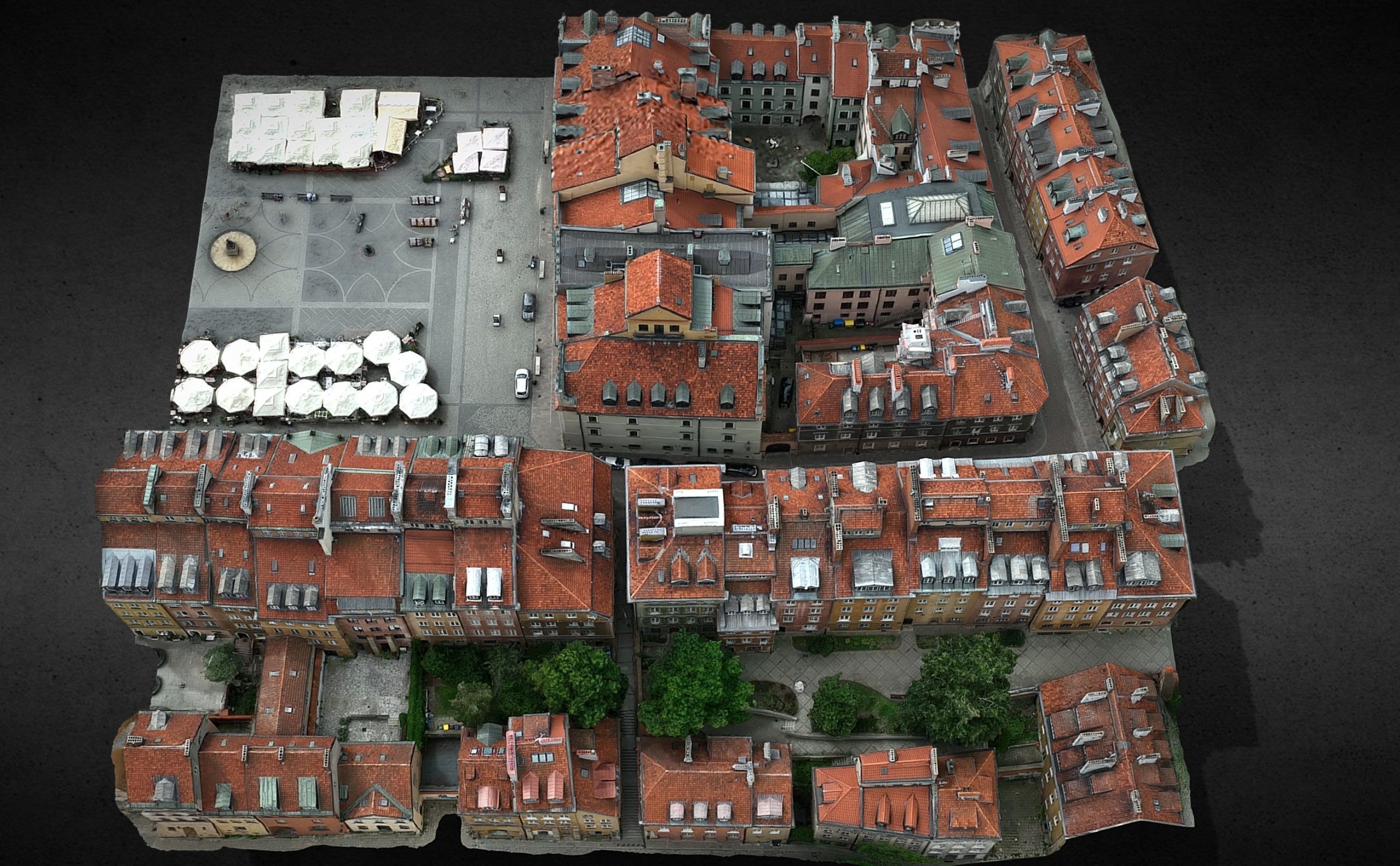 old town buidlings drone air photogrammetry 3D model_1