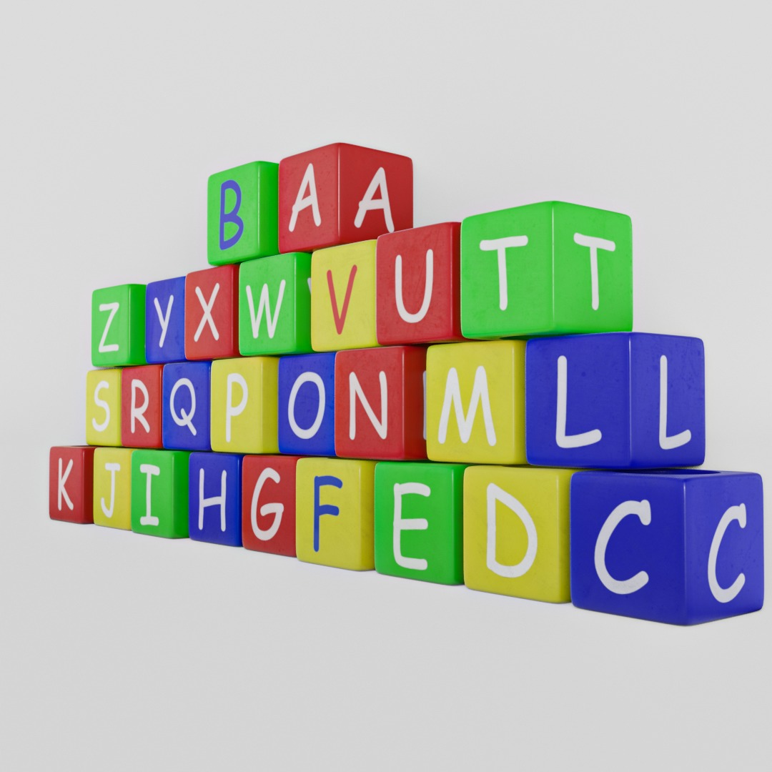 Baby and educational toys Alphabet Blocks Low-poly 3D model_5