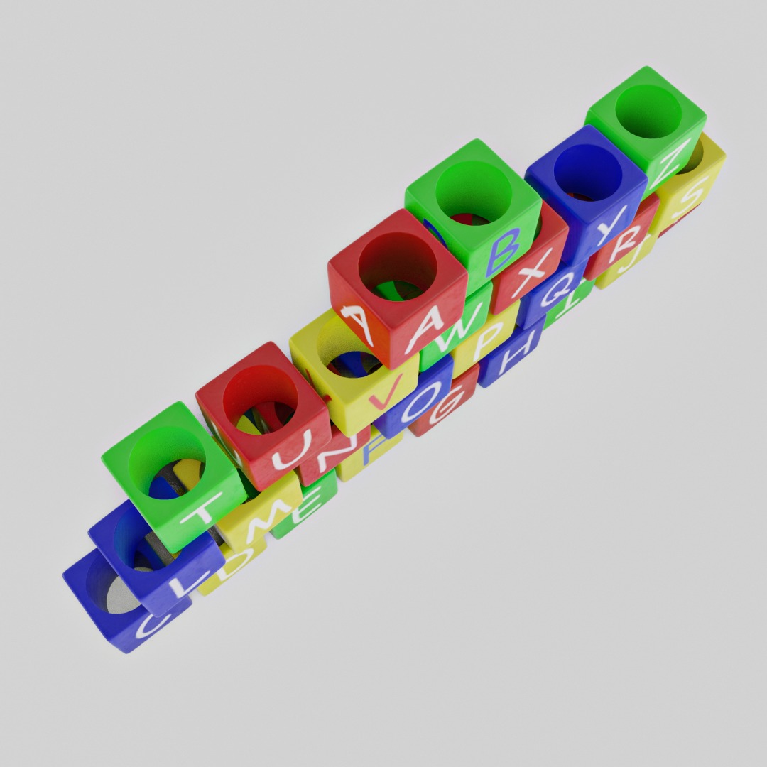 Baby and educational toys Alphabet Blocks Low-poly 3D model_3