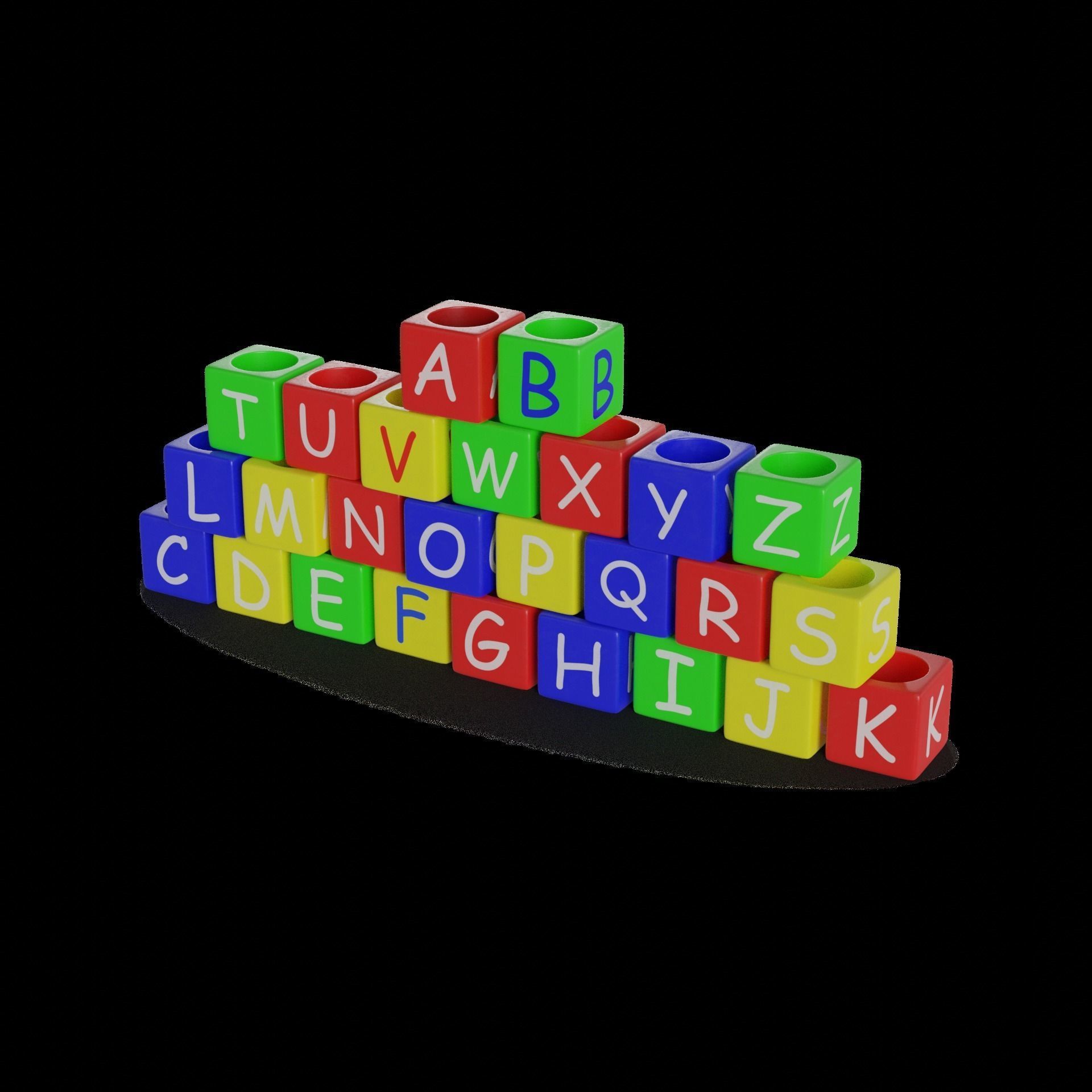Baby and educational toys Alphabet Blocks Low-poly 3D model_9