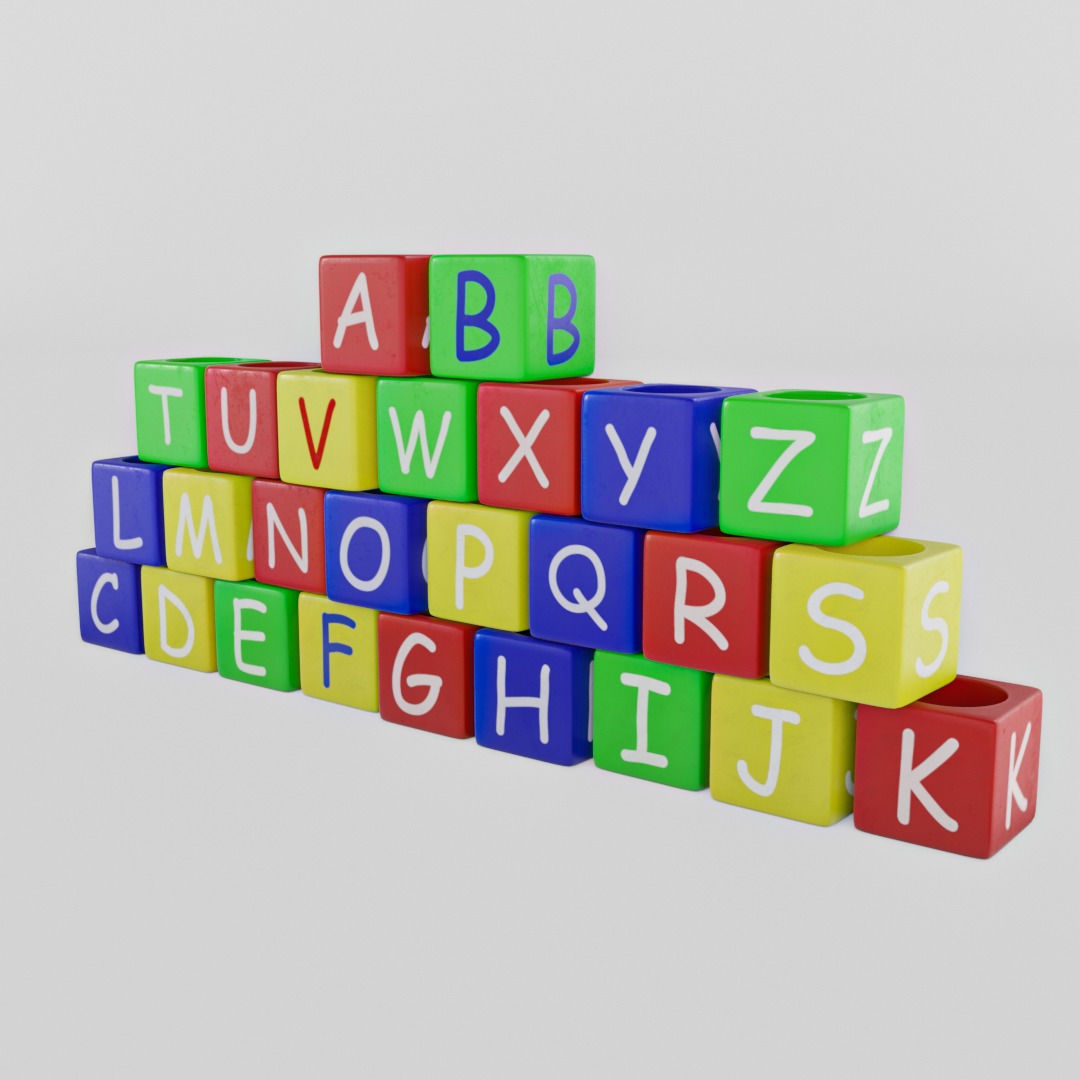 Baby and educational toys Alphabet Blocks Low-poly 3D model_1