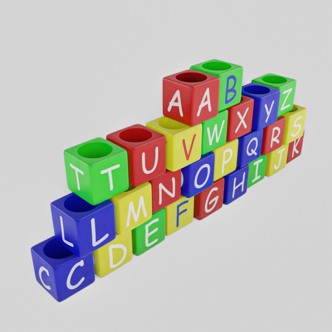 Baby and educational toys Alphabet Blocks Low-poly 3D model_2