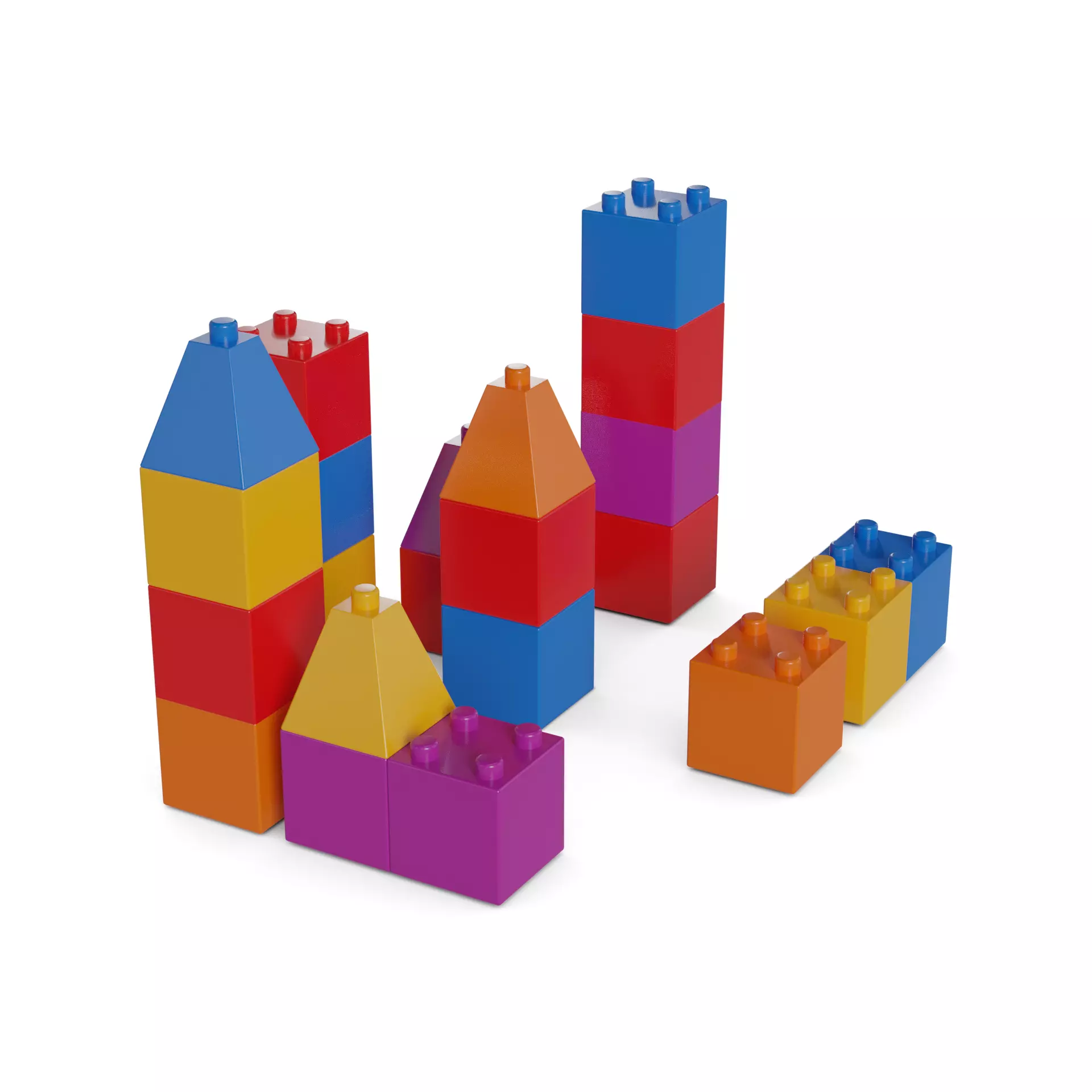Cars and action games Building Blocks Set Low-poly 3D model