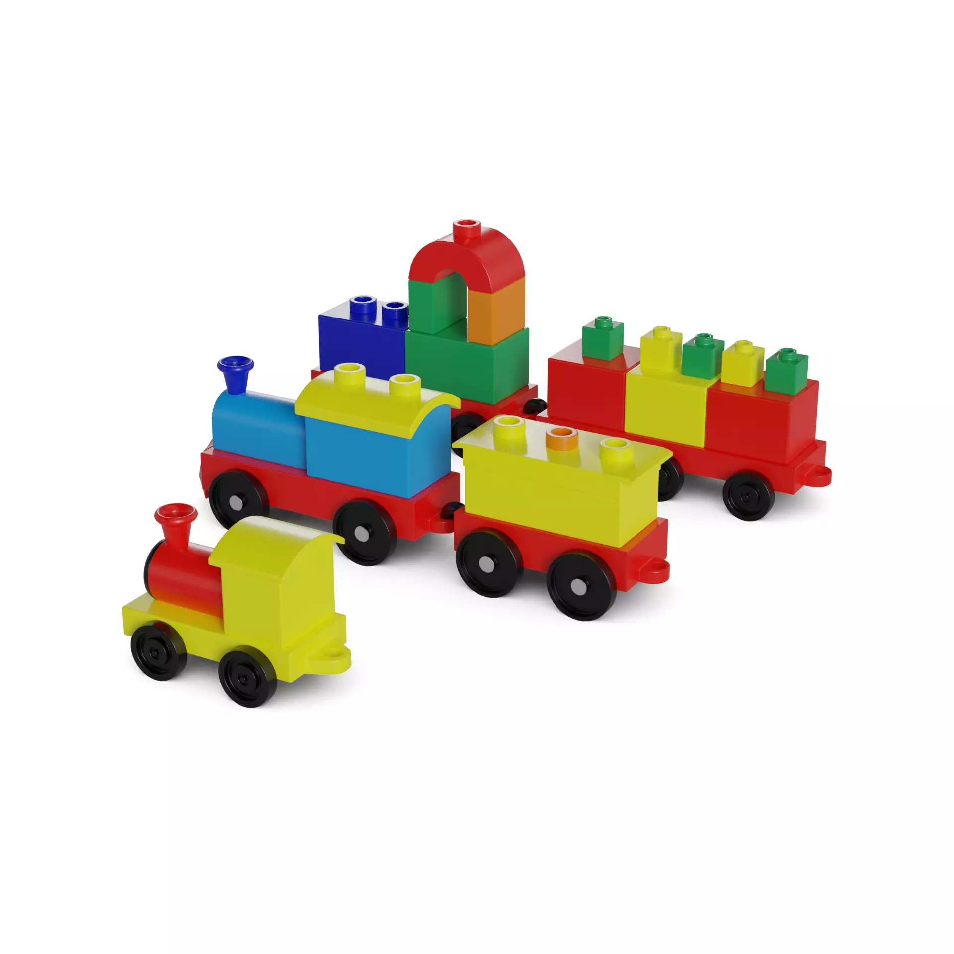 Cars and action games Building Block Train Set 3D model_0