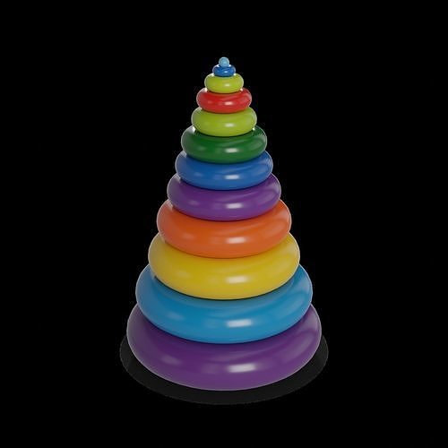 Cars and action games Stacking Rings Low-poly 3D model 2