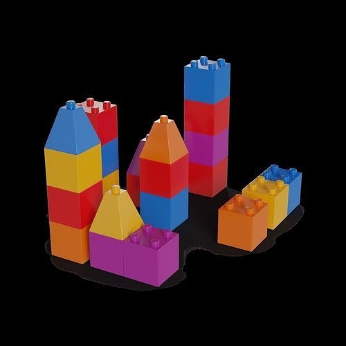 Cars and action games Building Blocks Low-poly 3D model 2