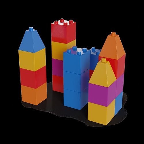 Cars and action games Building Blocks Low-poly 3D model 2
