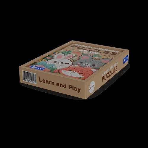 Animal Friends Puzzle Set Low-poly 3D model 2