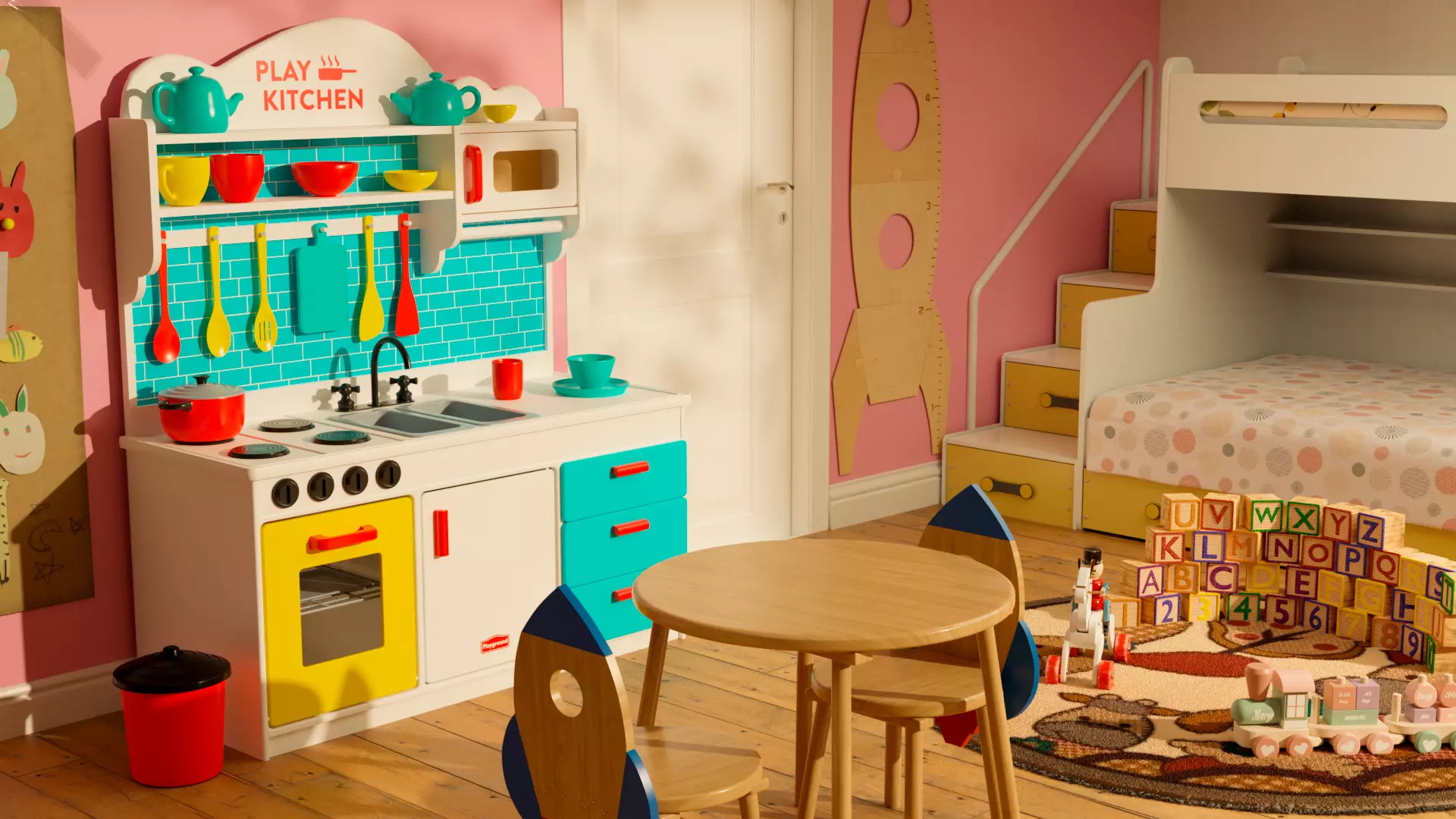 Creative and interactive toys Play Kitchen Set 3D model_0
