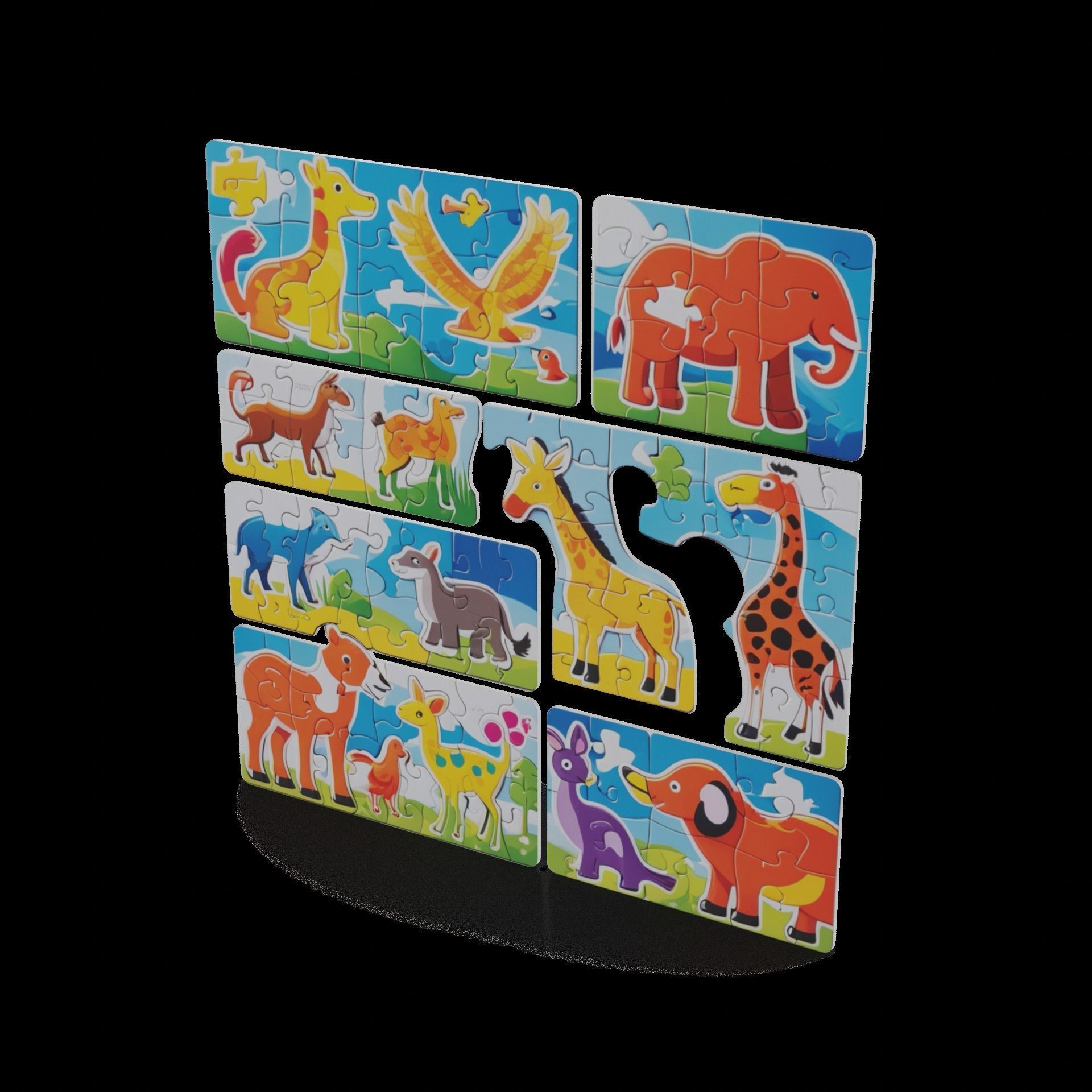 Creative and interactive toys Puzzle Set Low-poly 3D model_1