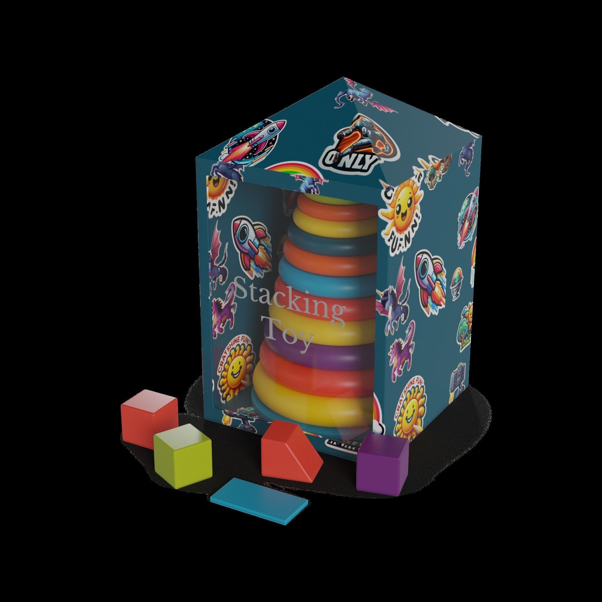 Creative and interactive toys Stacking Toy Low-poly 3D model_1