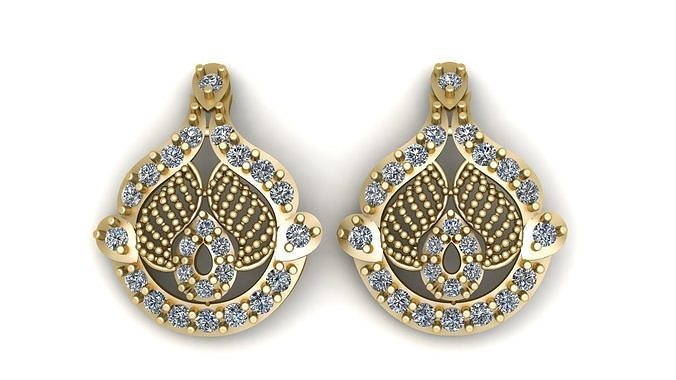 Luxury Diamond earrings For women 3d Printable Model 3D print model