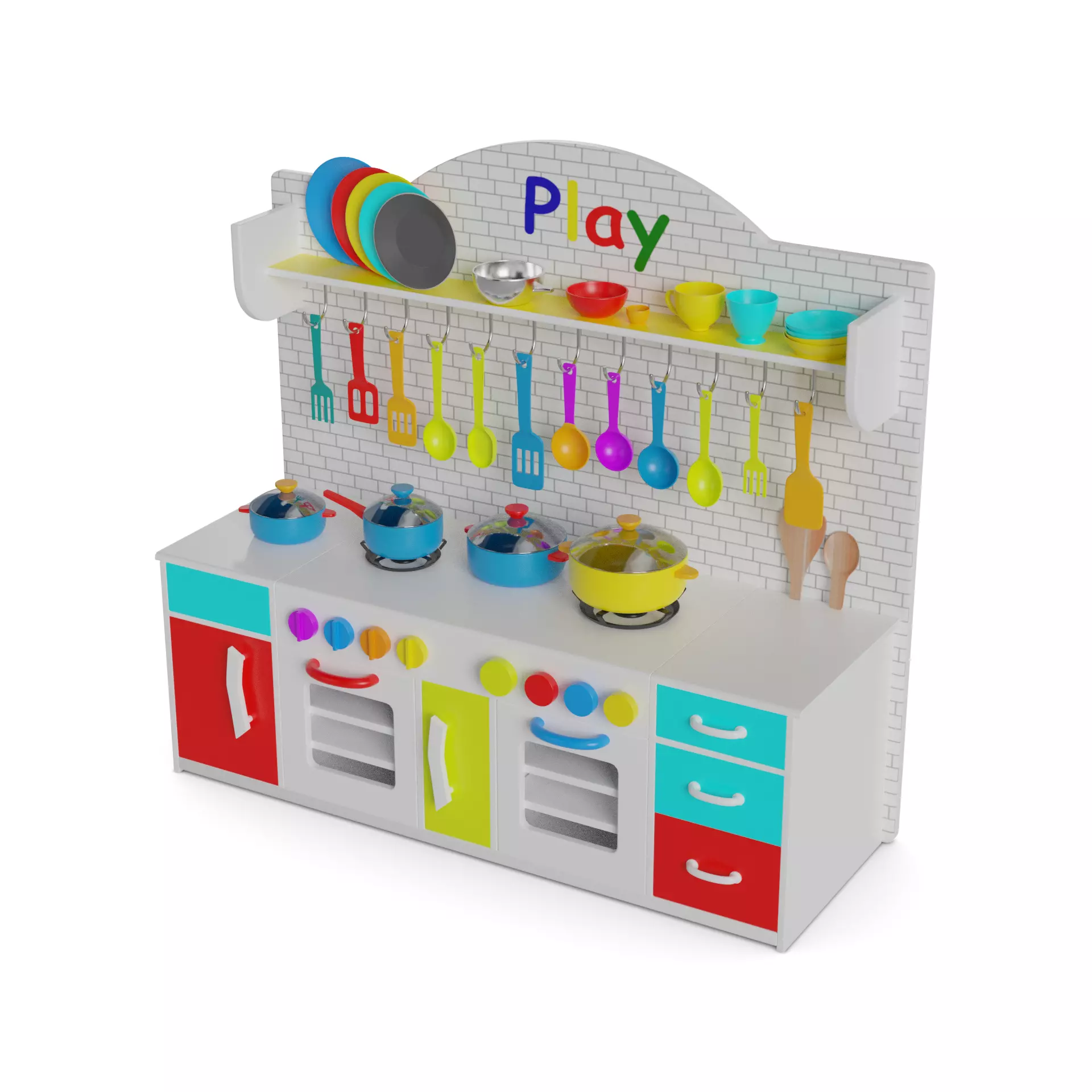 Creative and interactive toys Play Kitchen Set 3D model_0