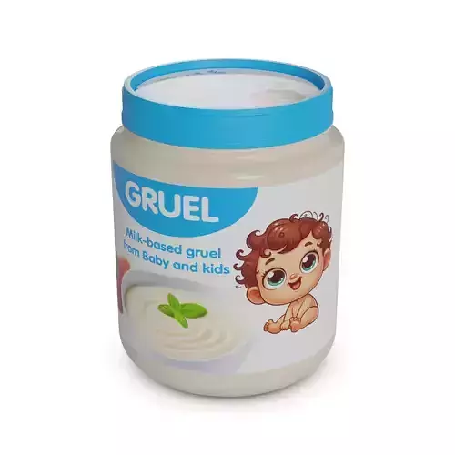 Milk-based gruel from Milk-based gruel from Baby and kids Low-poly 3D model