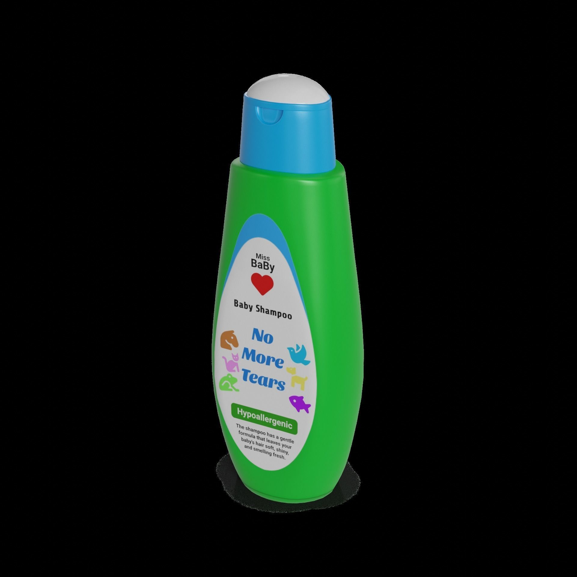 Creams lotions and oils Baby Shampoo Low-poly 3D model_1