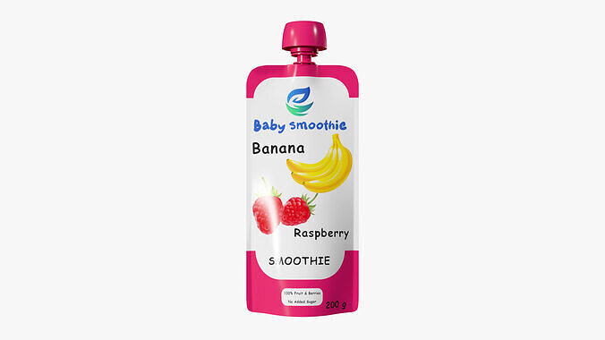 Banana Raspberry Baby Smoothie Pouch  Realistic PBR 3D Model 3D model