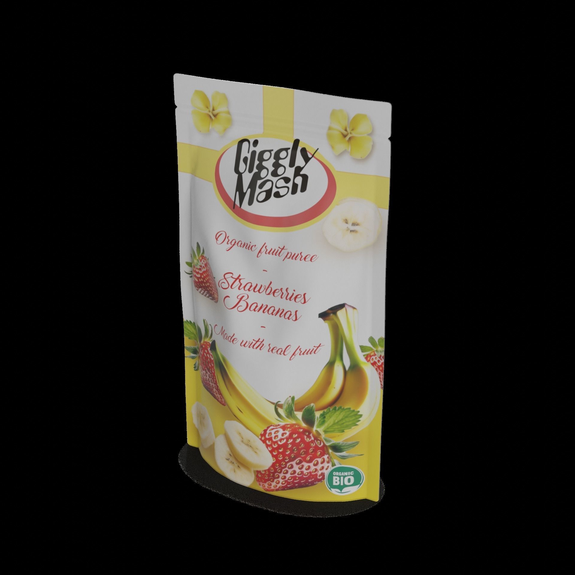 Fruit and dessert puree Strawberry Banana Puree Low-poly 3D model_1