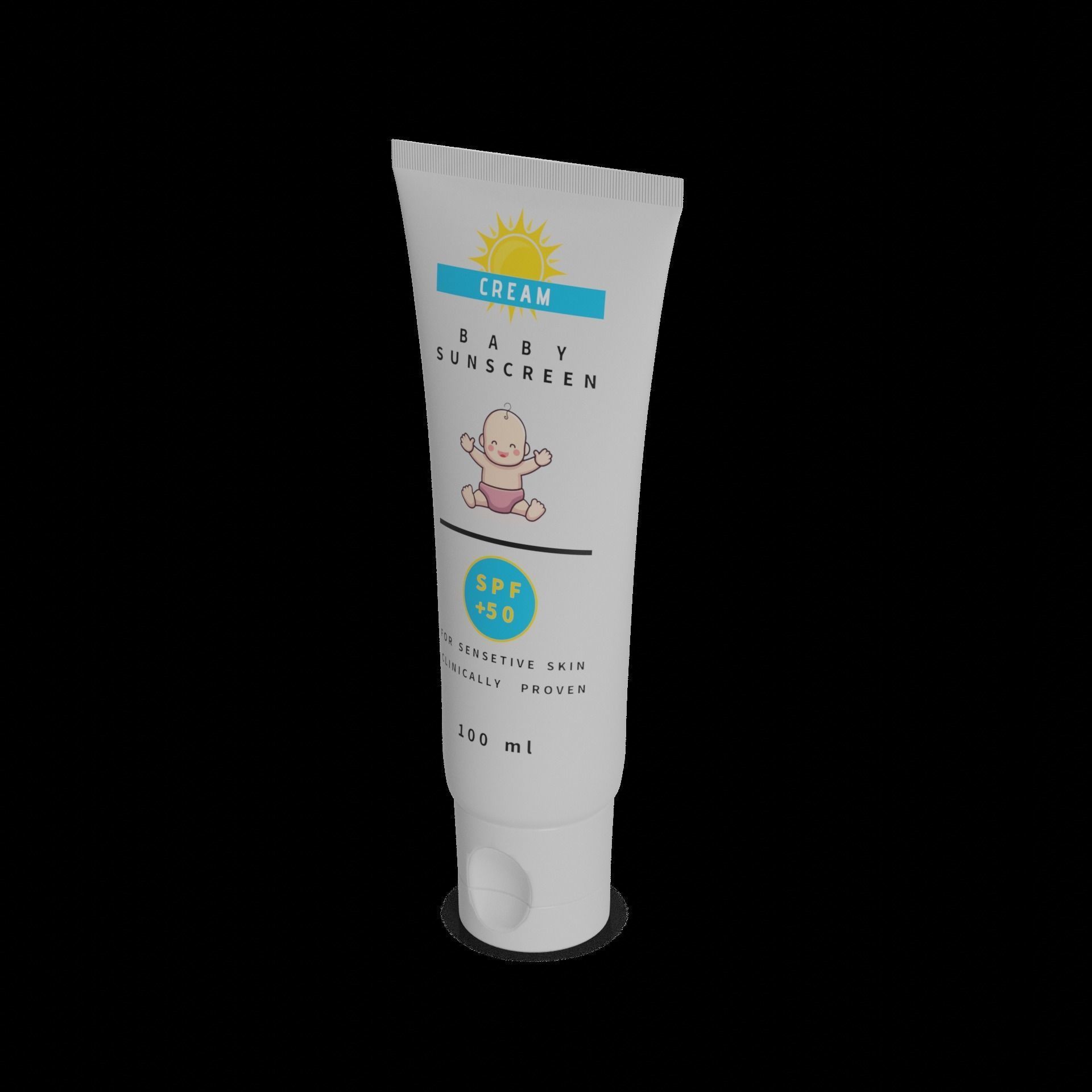 Other baby care products Baby Sunscreen Low-poly 3D model_1