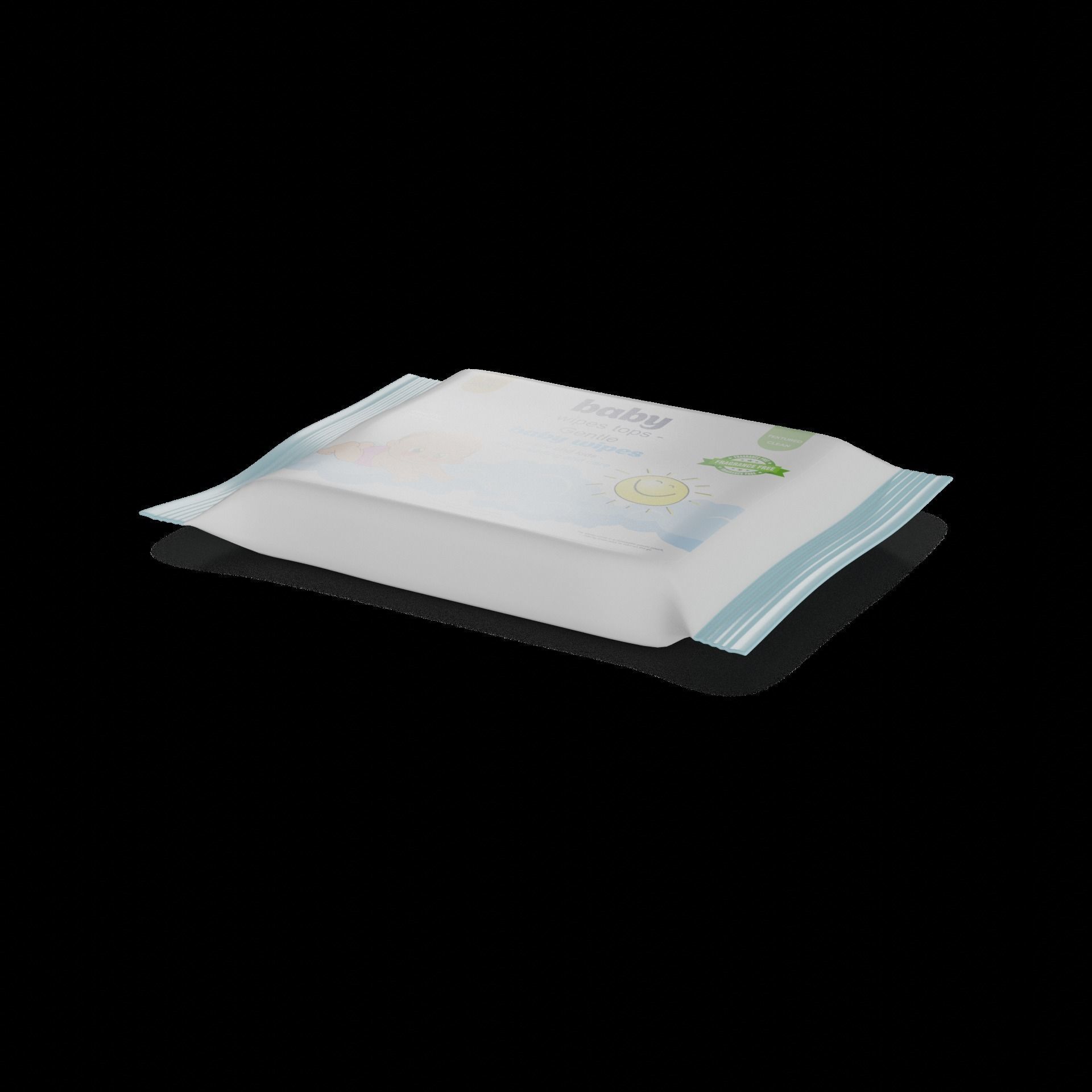 Baby feeding and care Baby Wipes Low-poly 3D model_1