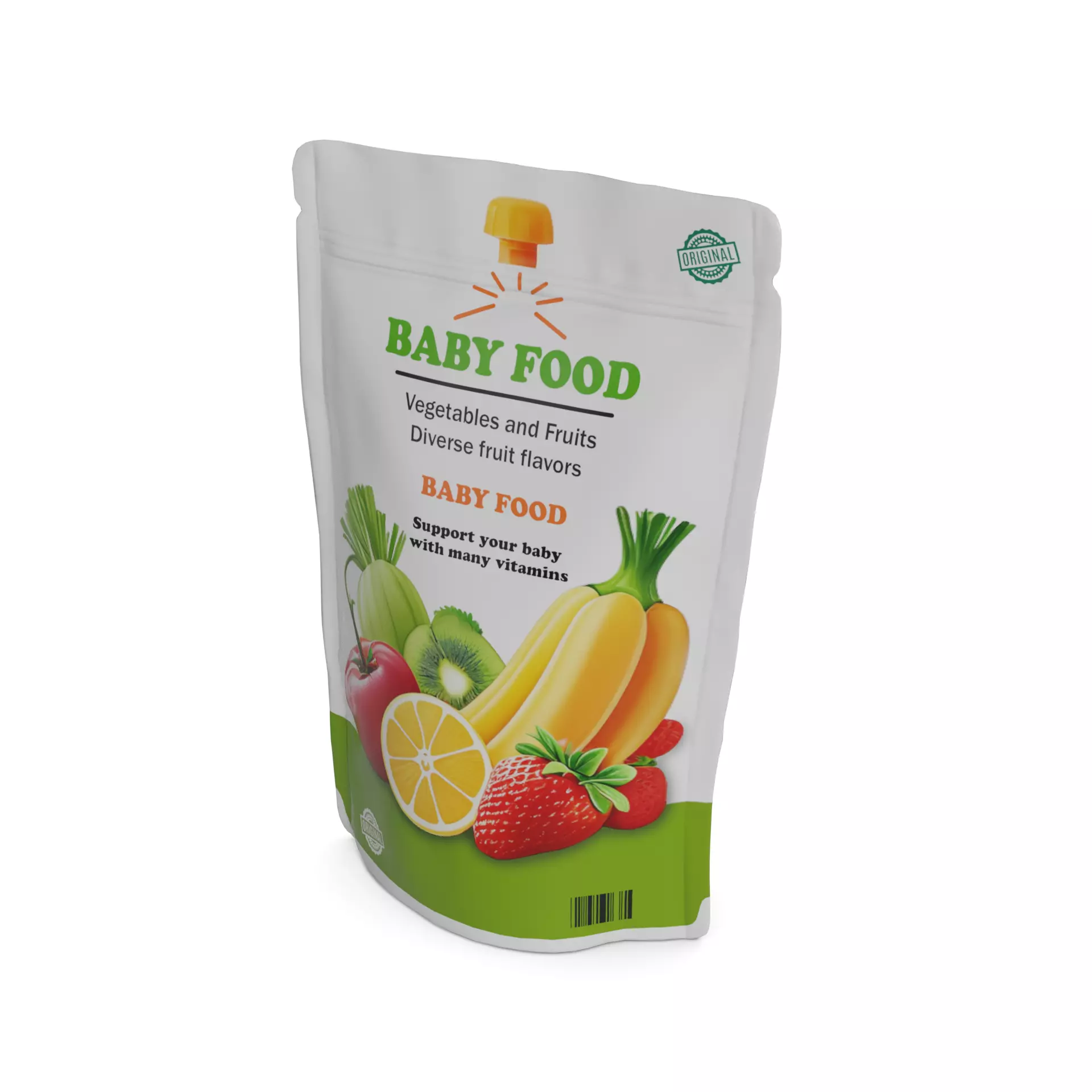 Baby feeding and care Baby Food Pouch Low-poly 3D model_0