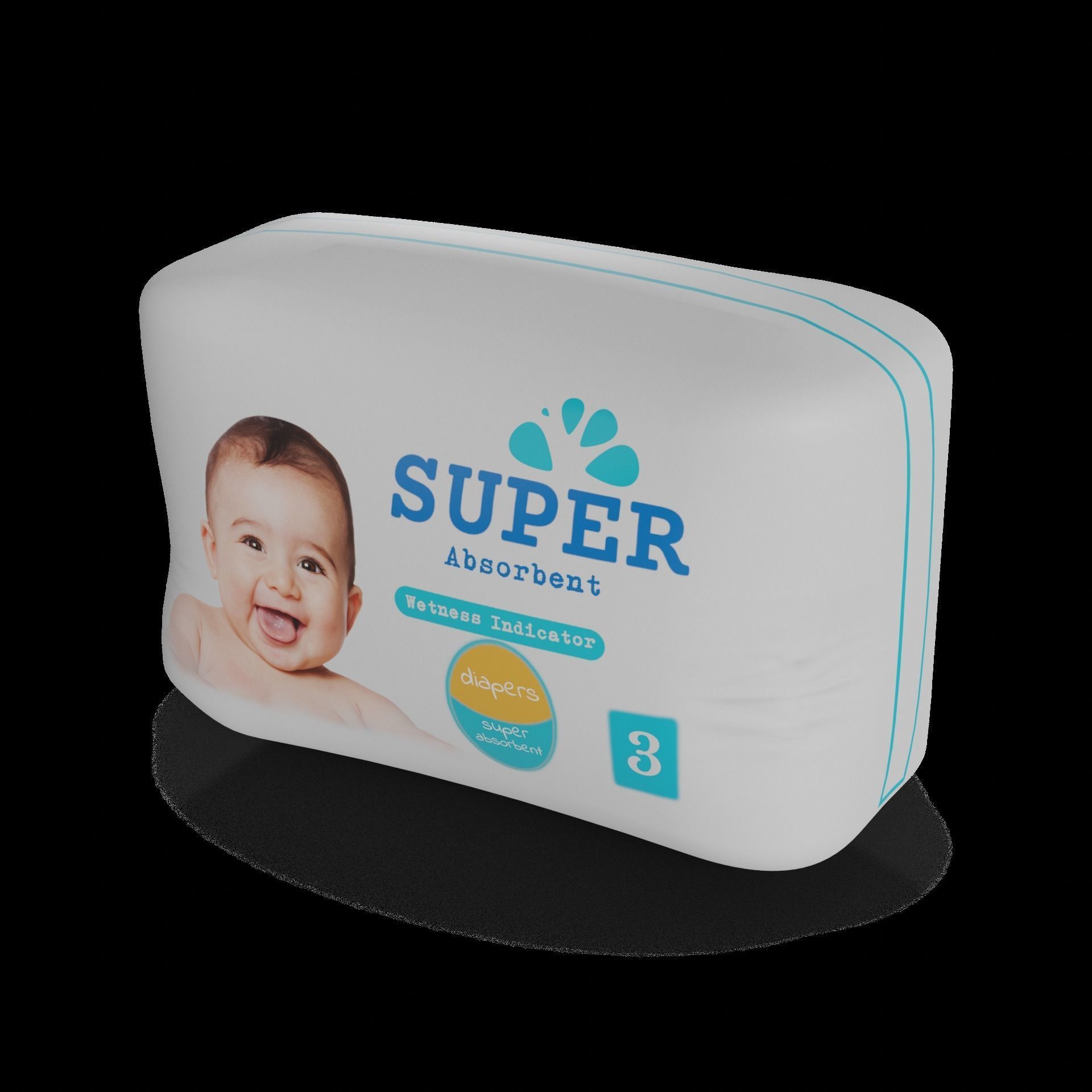 Baby feeding and care Baby Diapers Low-poly 3D model_1