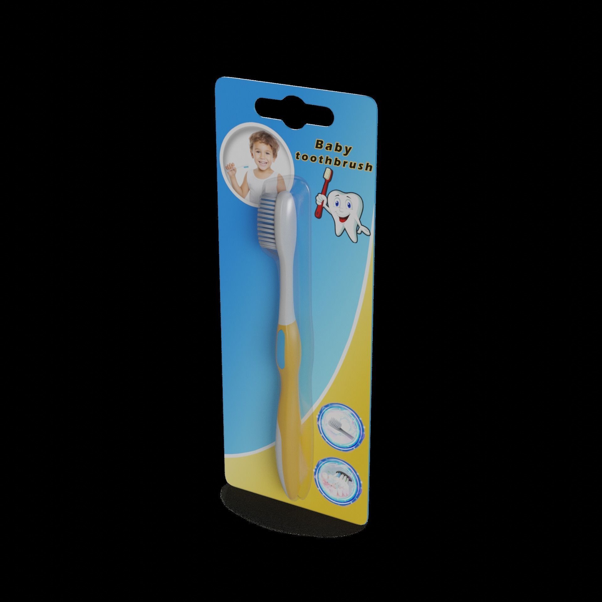 Baby feeding and care Baby Toothbrush Low-poly 3D model_1