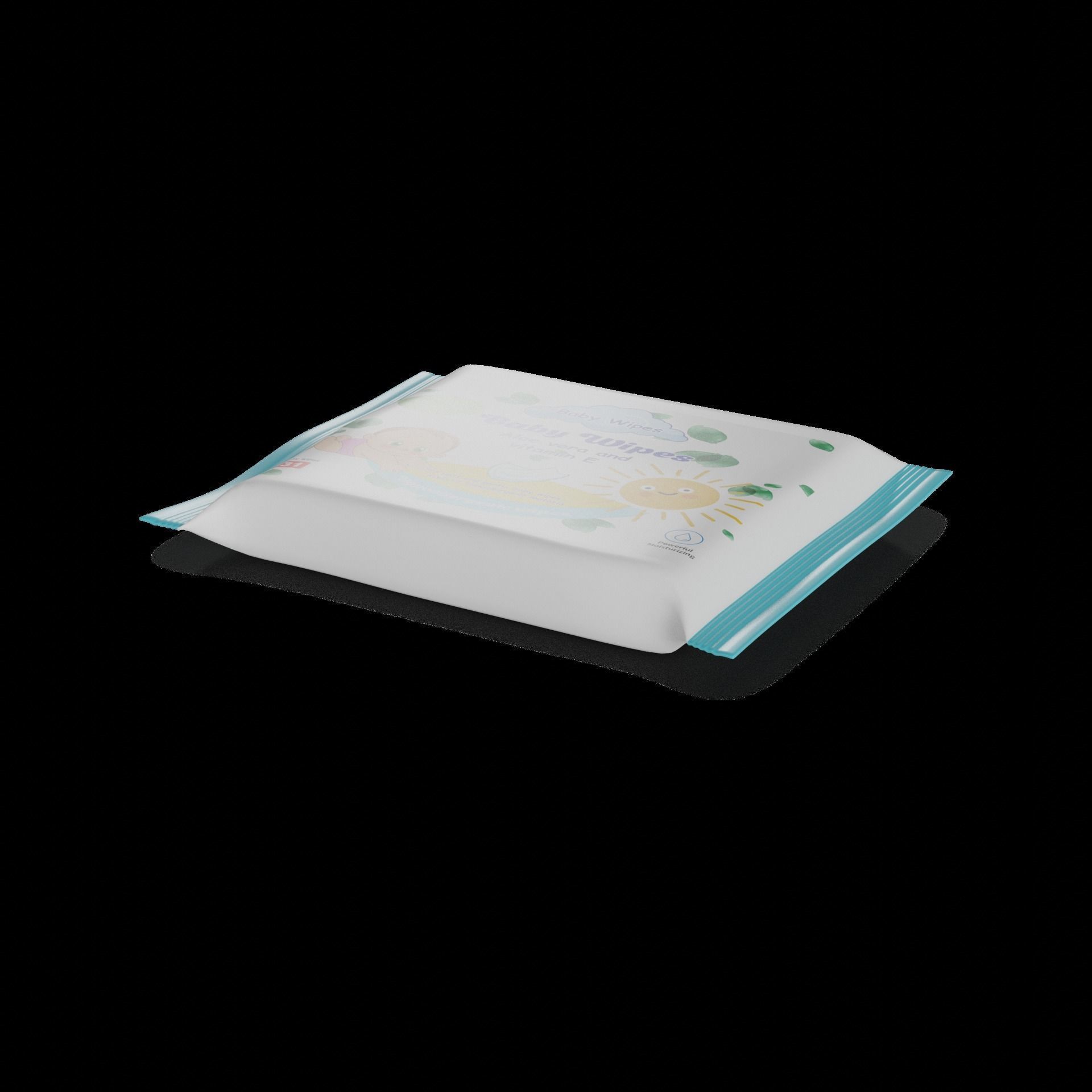 Baby feeding and care Baby Wipes Low-poly 3D model_1