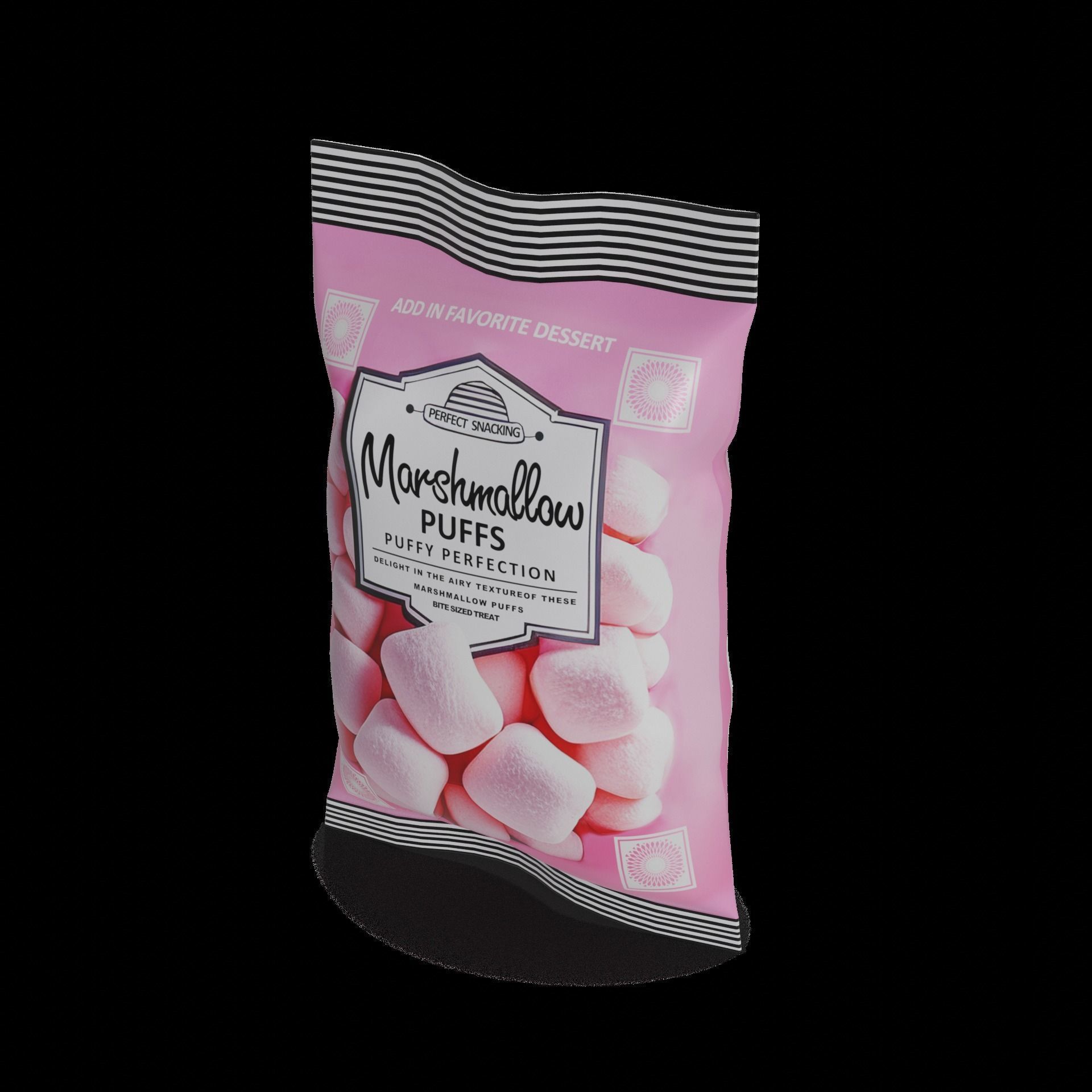 Marshmallows Marshmallow Puffs Low-poly 3D model_1