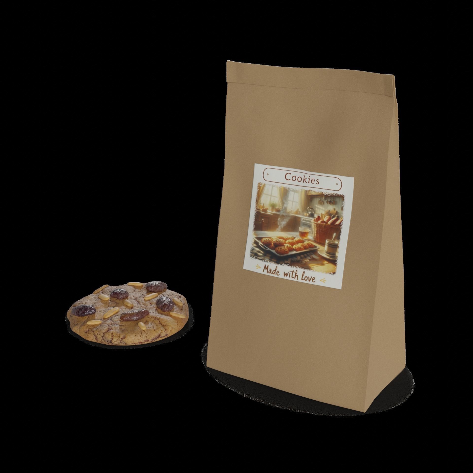 Biscuits and sponge cakes Oatmeal Raisin Cookies Low-poly 3D model_1