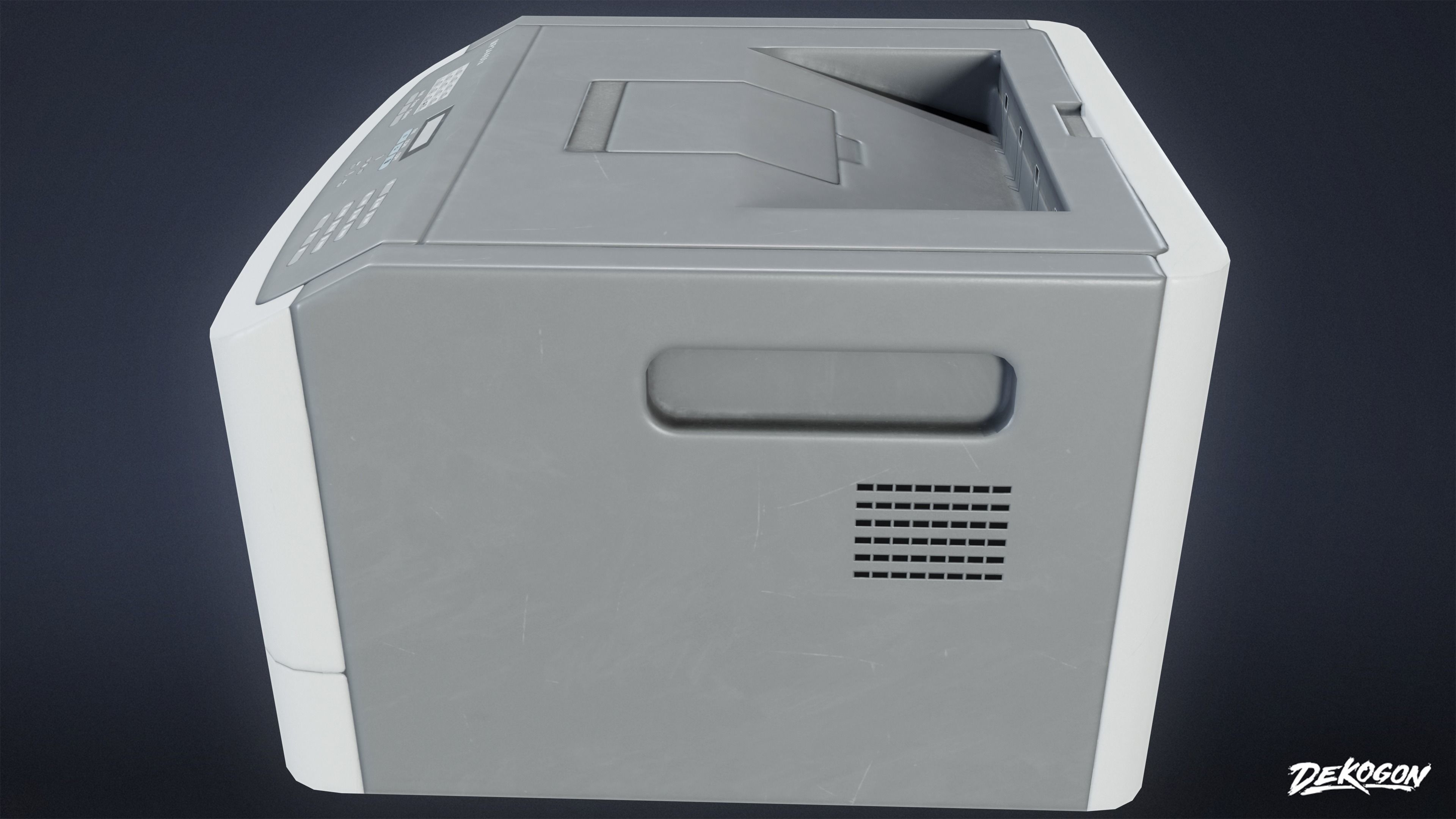 HIGH SCHOOL CLASSROOM - Fax Machine 01 - LOW POLY Low-poly 3D model_2