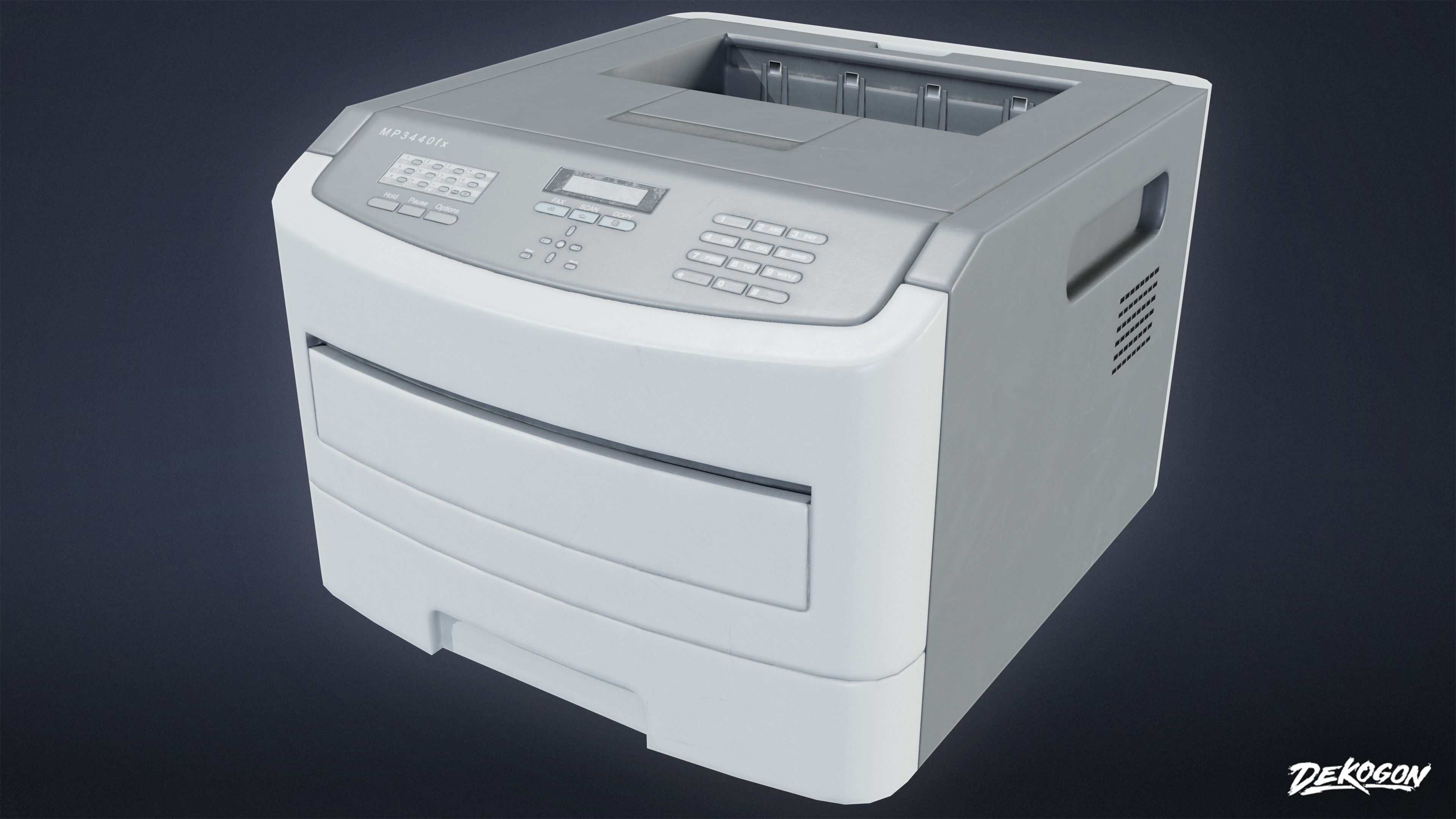 HIGH SCHOOL CLASSROOM - Fax Machine 01 - LOW POLY Low-poly 3D model_1