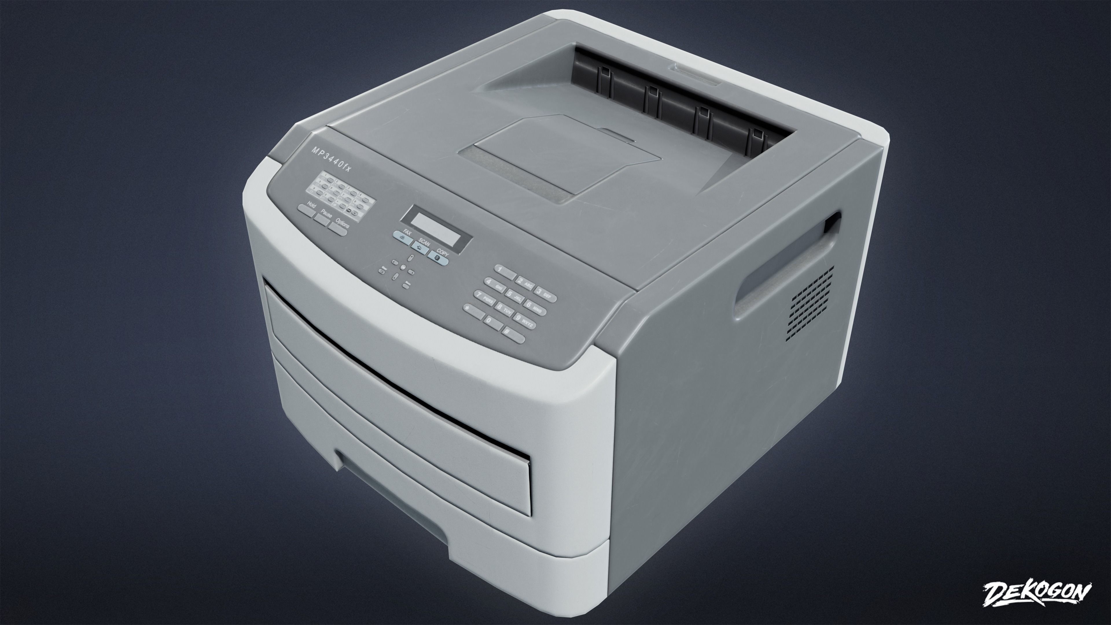 HIGH SCHOOL CLASSROOM - Fax Machine 01 - LOW POLY Low-poly 3D model_4