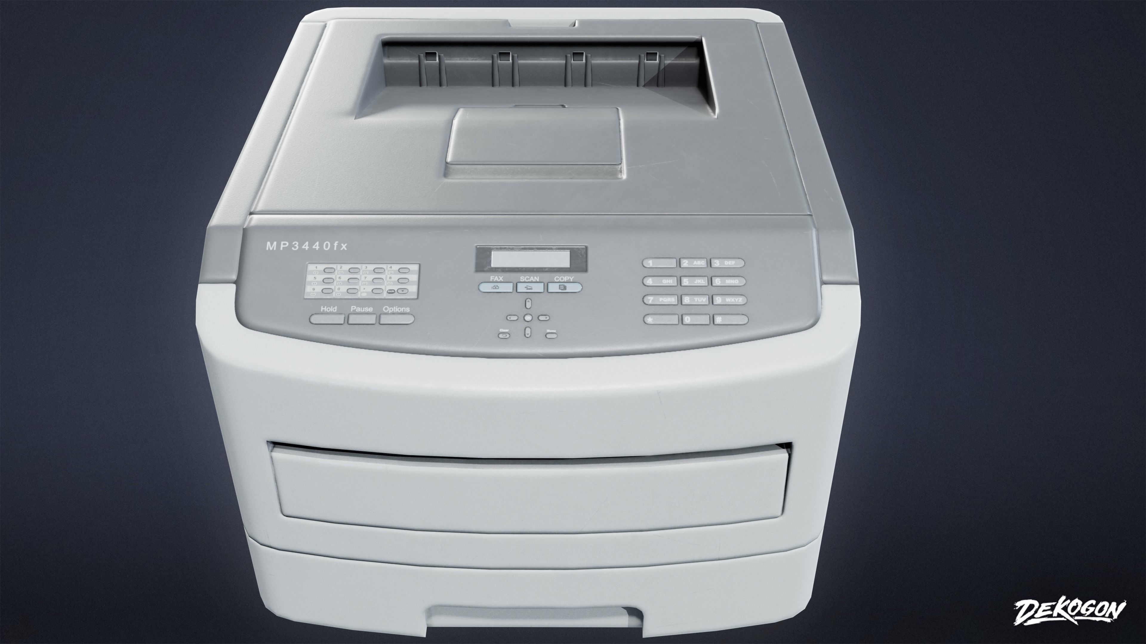 HIGH SCHOOL CLASSROOM - Fax Machine 01 - LOW POLY Low-poly 3D model_5