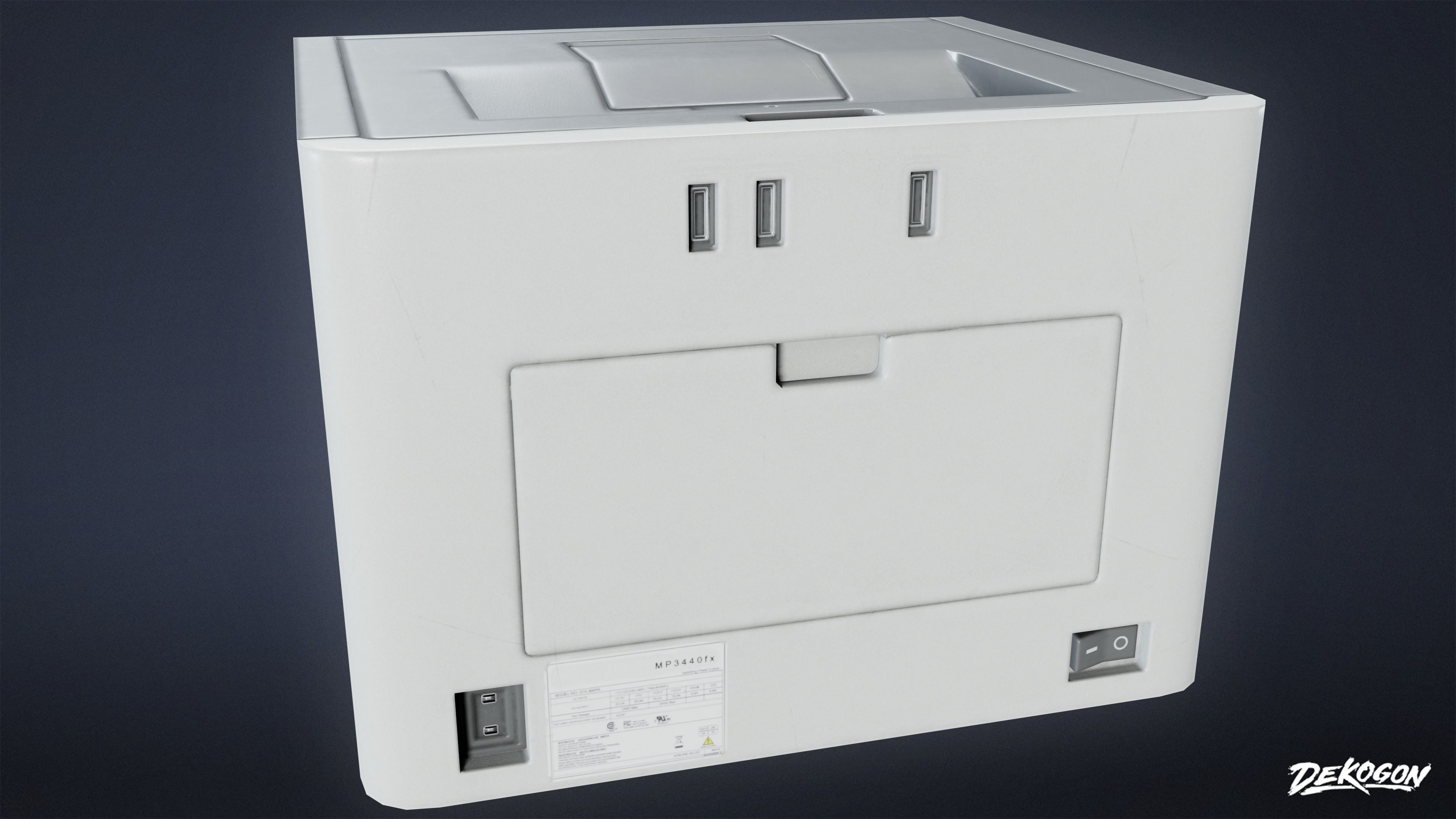 HIGH SCHOOL CLASSROOM - Fax Machine 01 - LOW POLY Low-poly 3D model_3