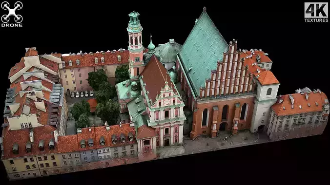 church cathedral old town cityblock drone air photogrammetry