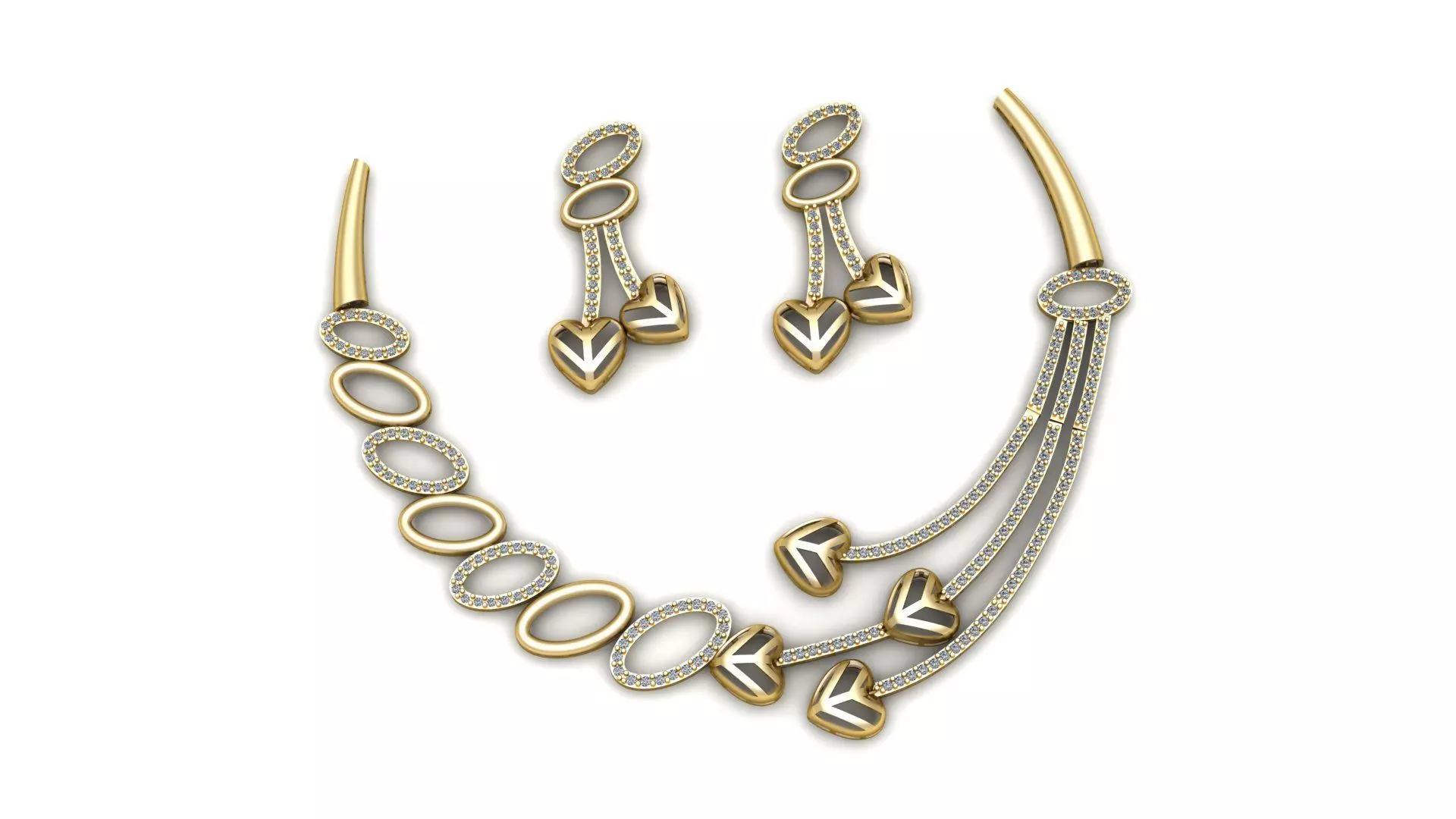 Luxury Fashion Diamond Necklace Sets 3d Printable Model 3D print model