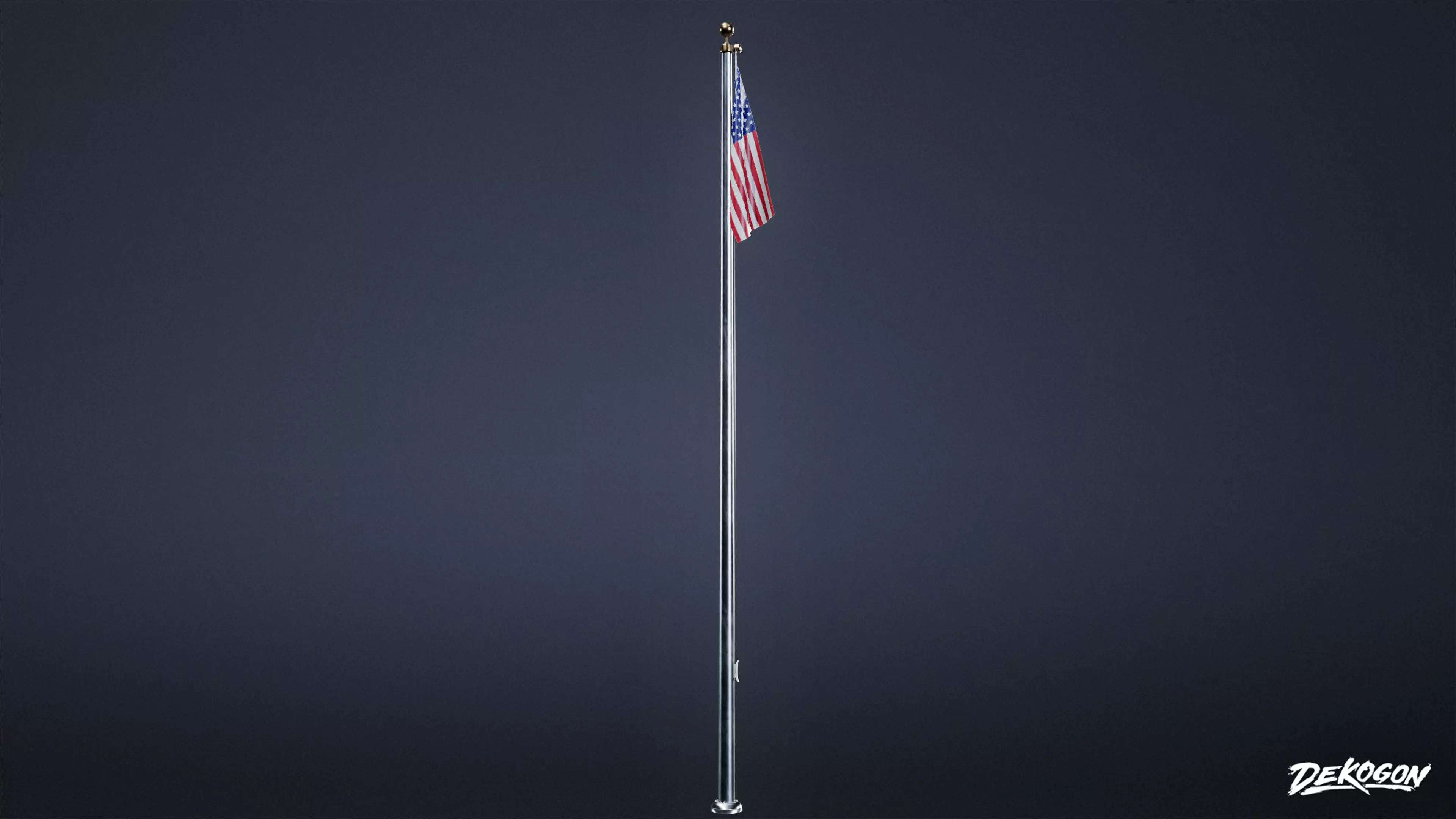 HIGH SCHOOL CLASSROOM - Flag Pole 01 - LOW POLY Low-poly 3D model_0