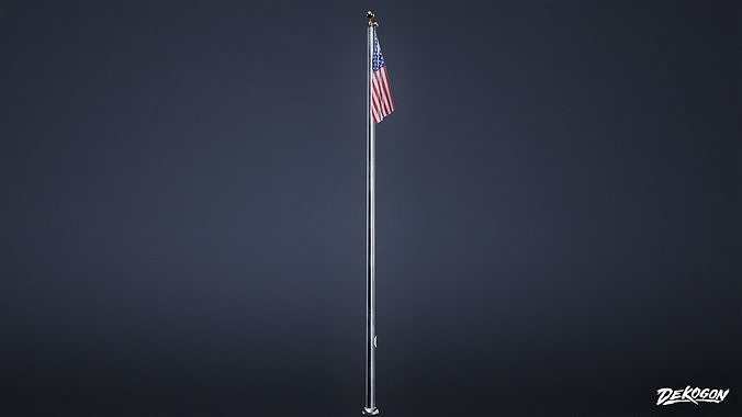 HIGH SCHOOL CLASSROOM - Flag Pole 01 - LOW POLY Low-poly 3D model