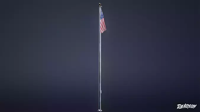 HIGH SCHOOL CLASSROOM - Flag Pole 01 - LOW POLY