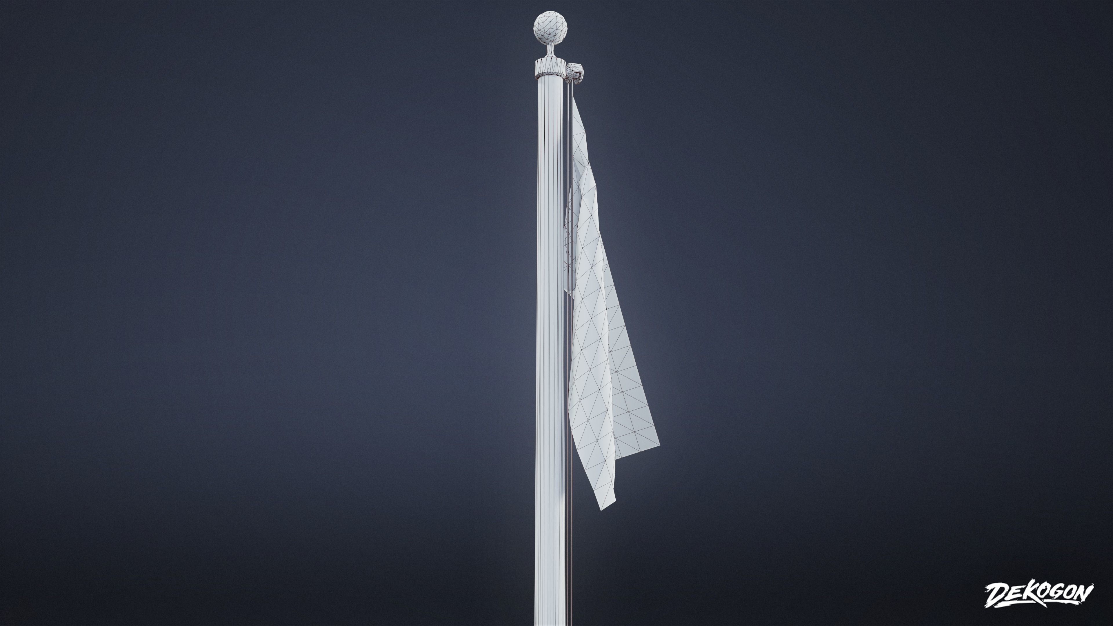 HIGH SCHOOL CLASSROOM - Flag Pole 01 - LOW POLY Low-poly 3D model_7