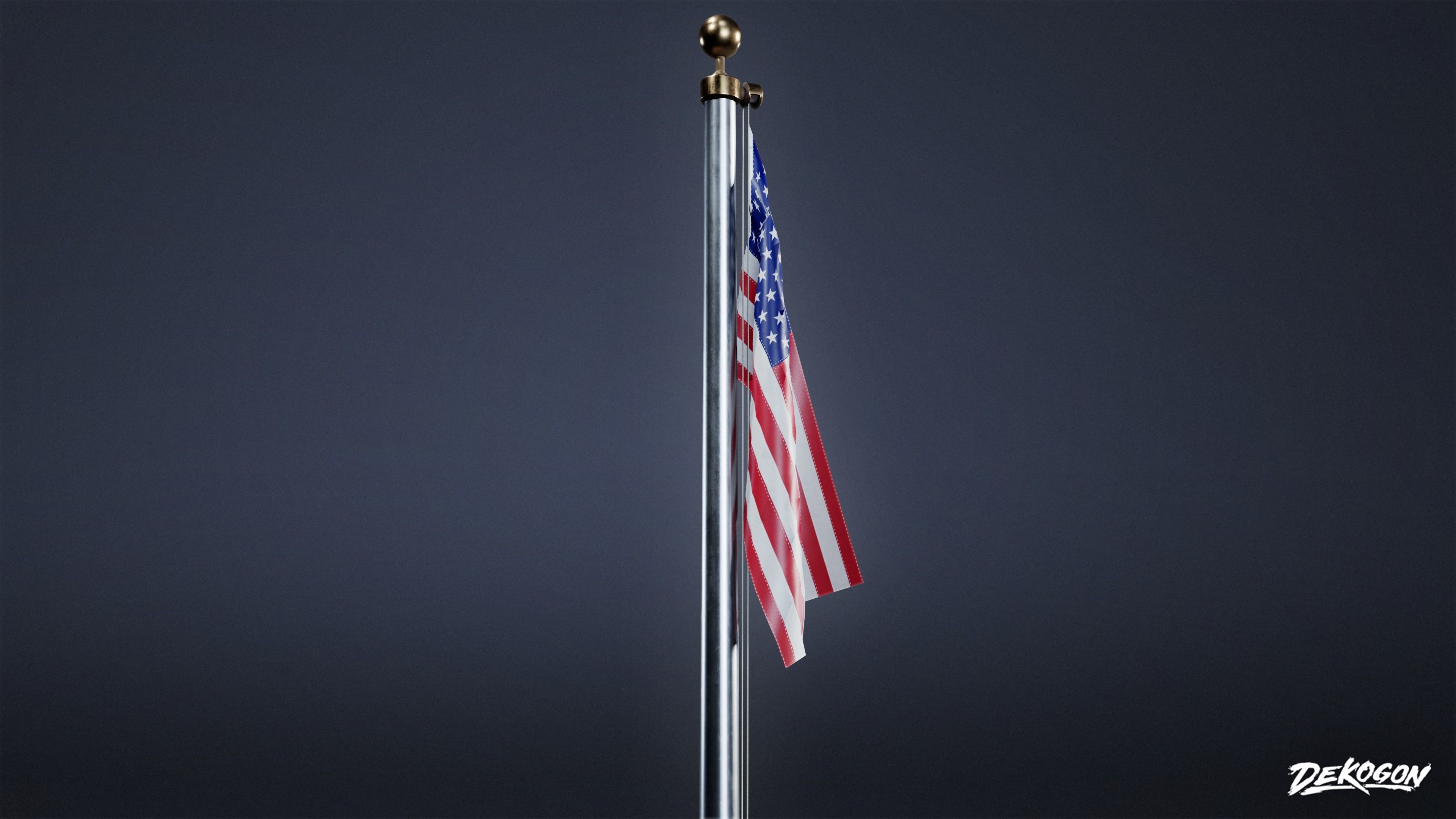 HIGH SCHOOL CLASSROOM - Flag Pole 01 - LOW POLY Low-poly 3D model_6