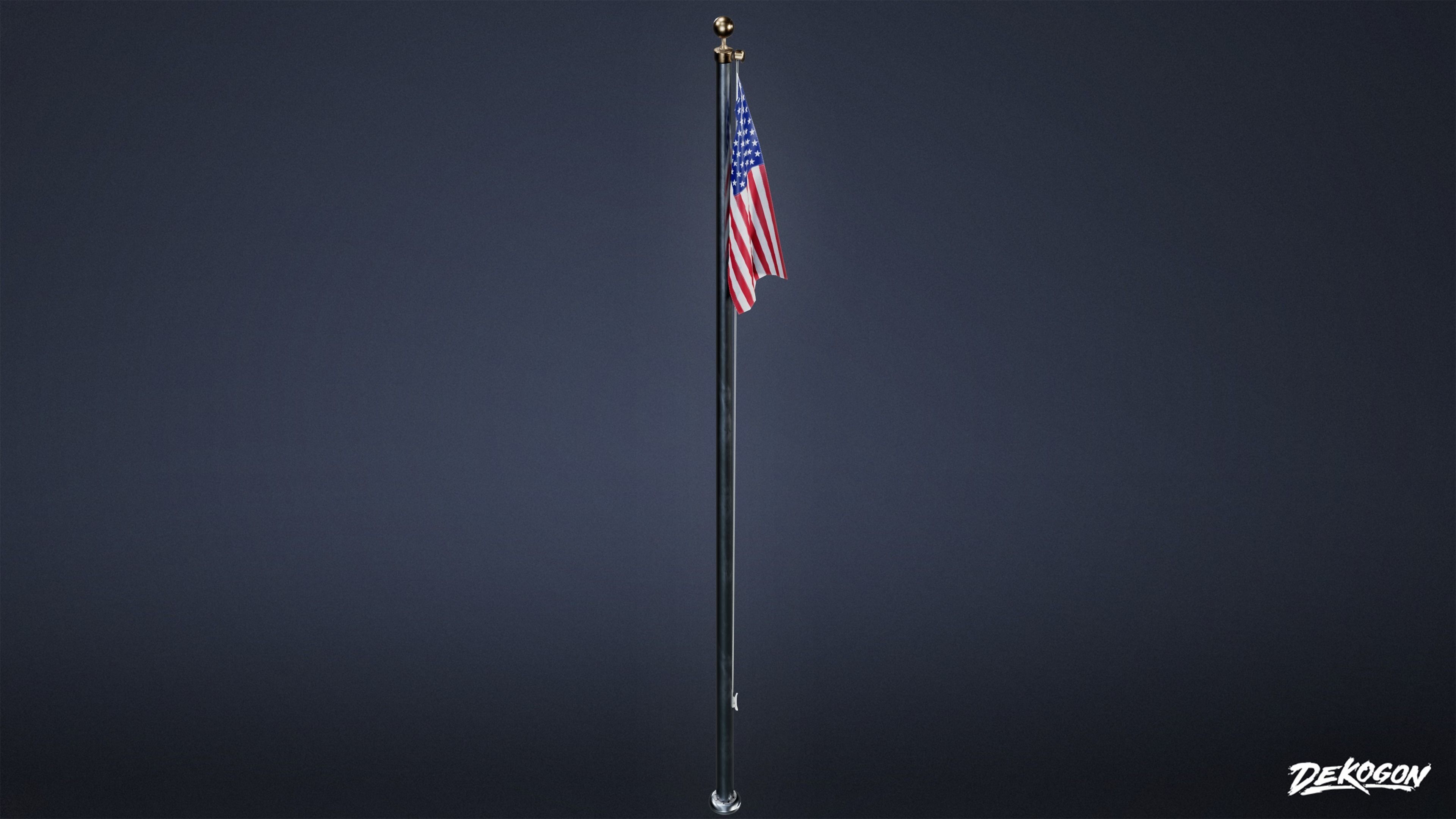 HIGH SCHOOL CLASSROOM - Flag Pole 01 - LOW POLY Low-poly 3D model_5