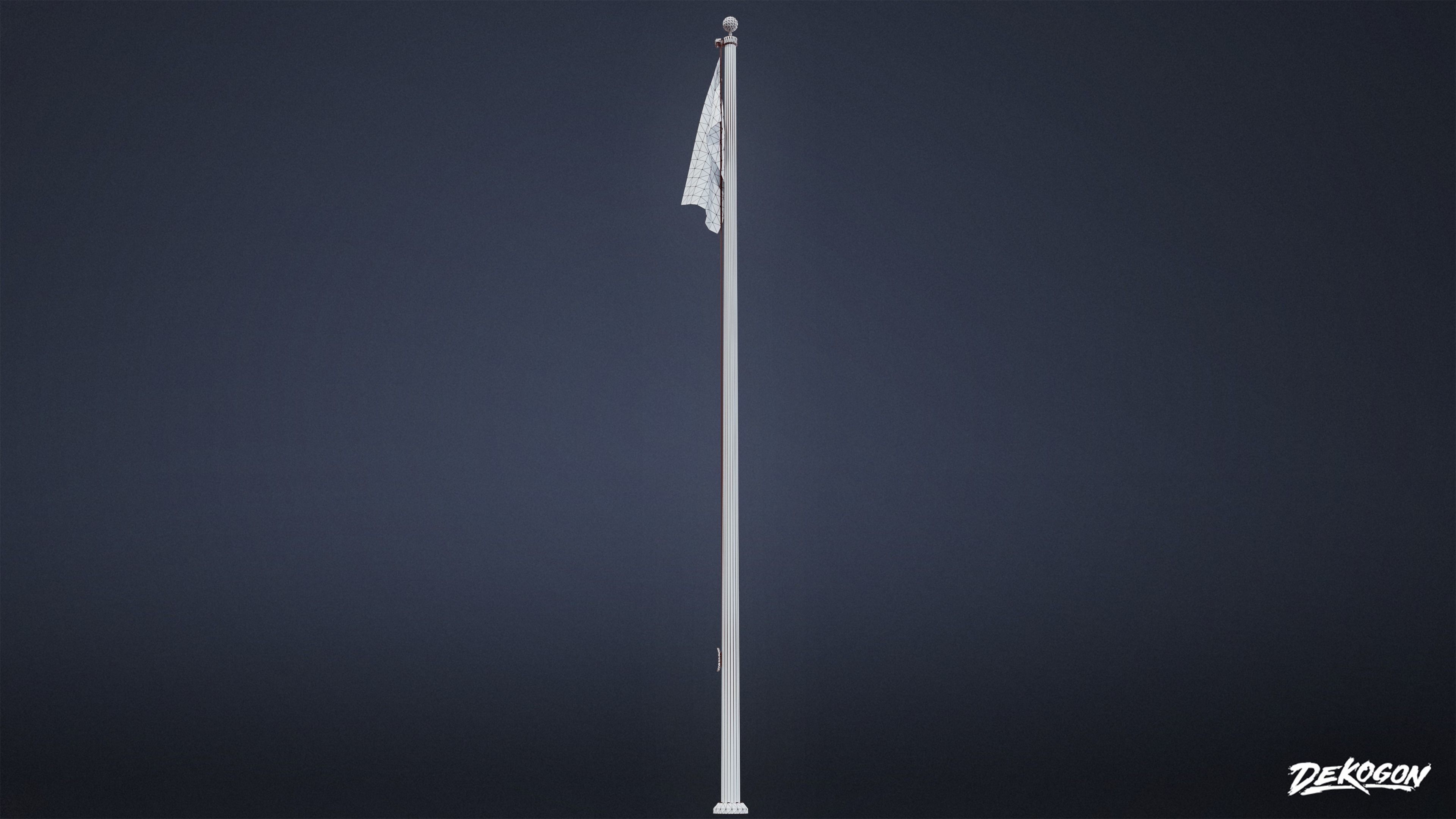 HIGH SCHOOL CLASSROOM - Flag Pole 01 - LOW POLY Low-poly 3D model_9