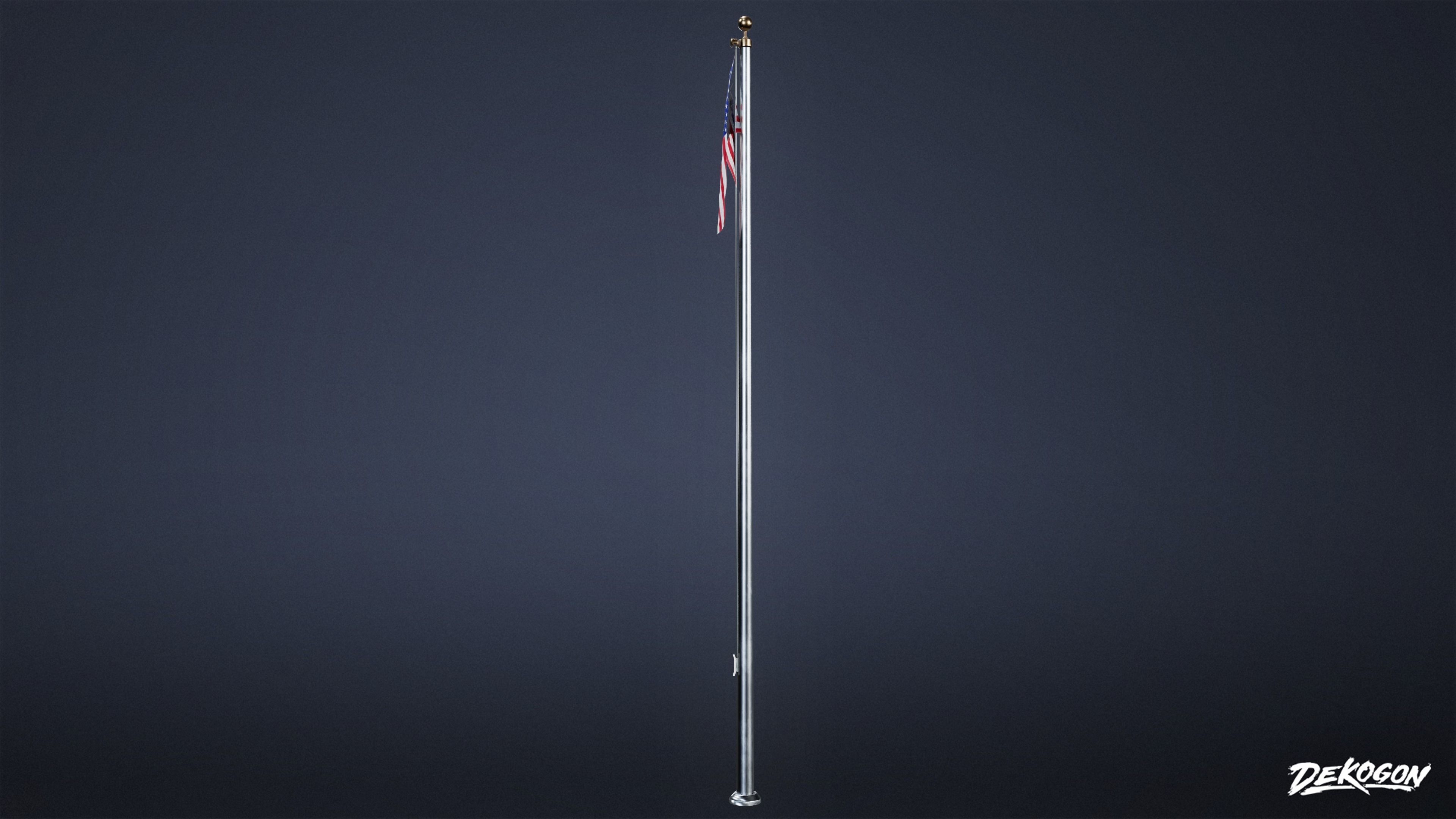 HIGH SCHOOL CLASSROOM - Flag Pole 01 - LOW POLY Low-poly 3D model_1