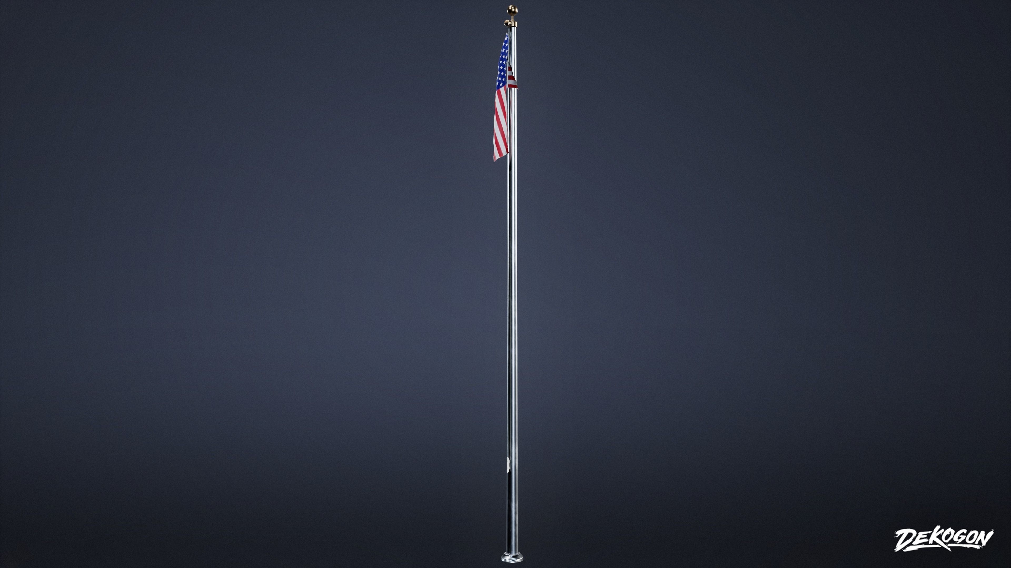 HIGH SCHOOL CLASSROOM - Flag Pole 01 - LOW POLY Low-poly 3D model_2