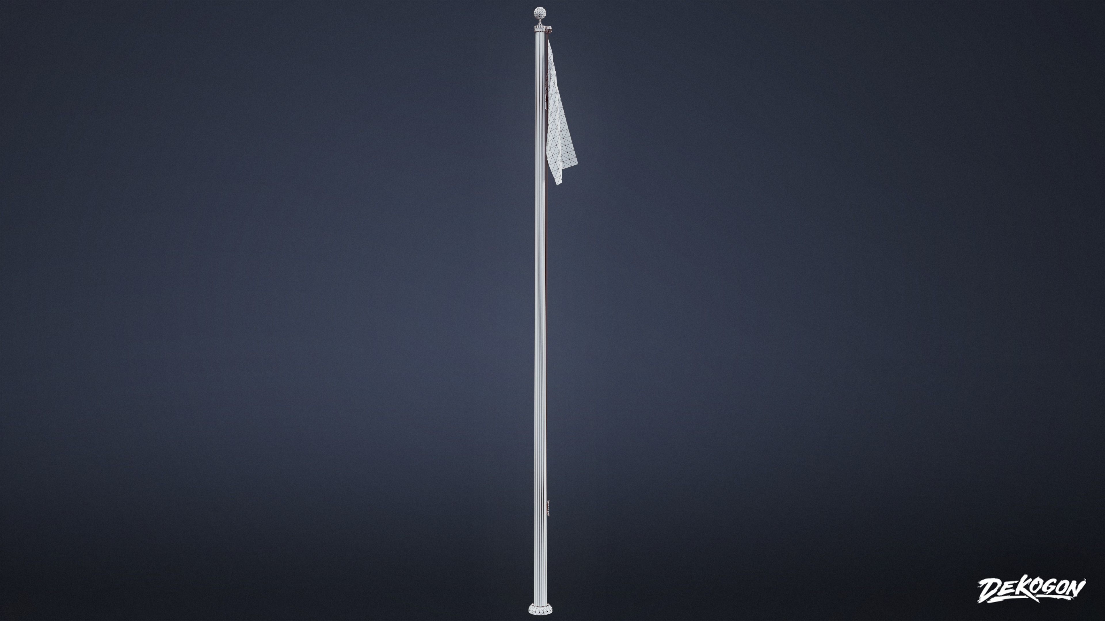 HIGH SCHOOL CLASSROOM - Flag Pole 01 - LOW POLY Low-poly 3D model_8