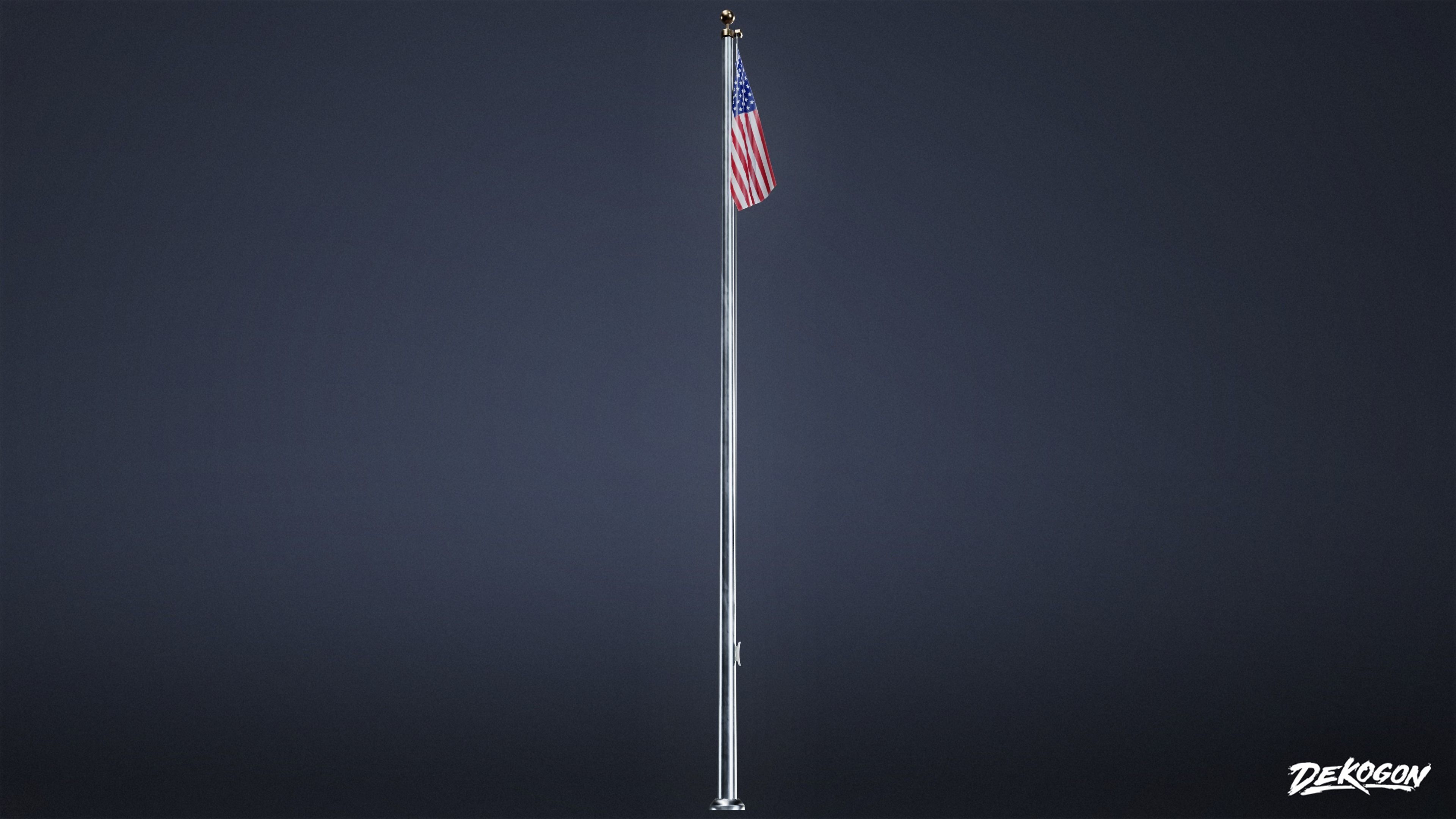 HIGH SCHOOL CLASSROOM - Flag Pole 01 - LOW POLY Low-poly 3D model_4