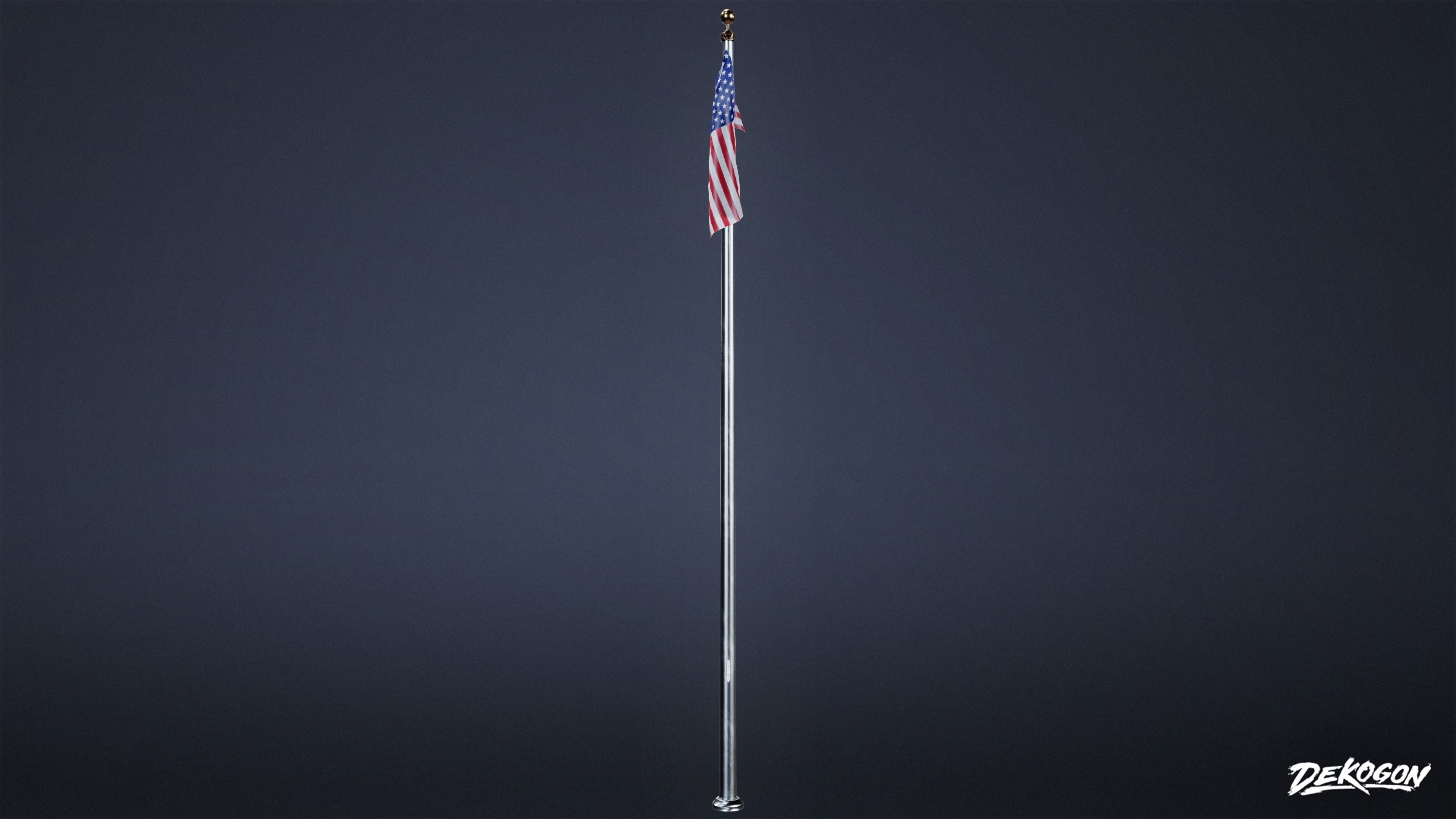 HIGH SCHOOL CLASSROOM - Flag Pole 01 - LOW POLY Low-poly 3D model_3