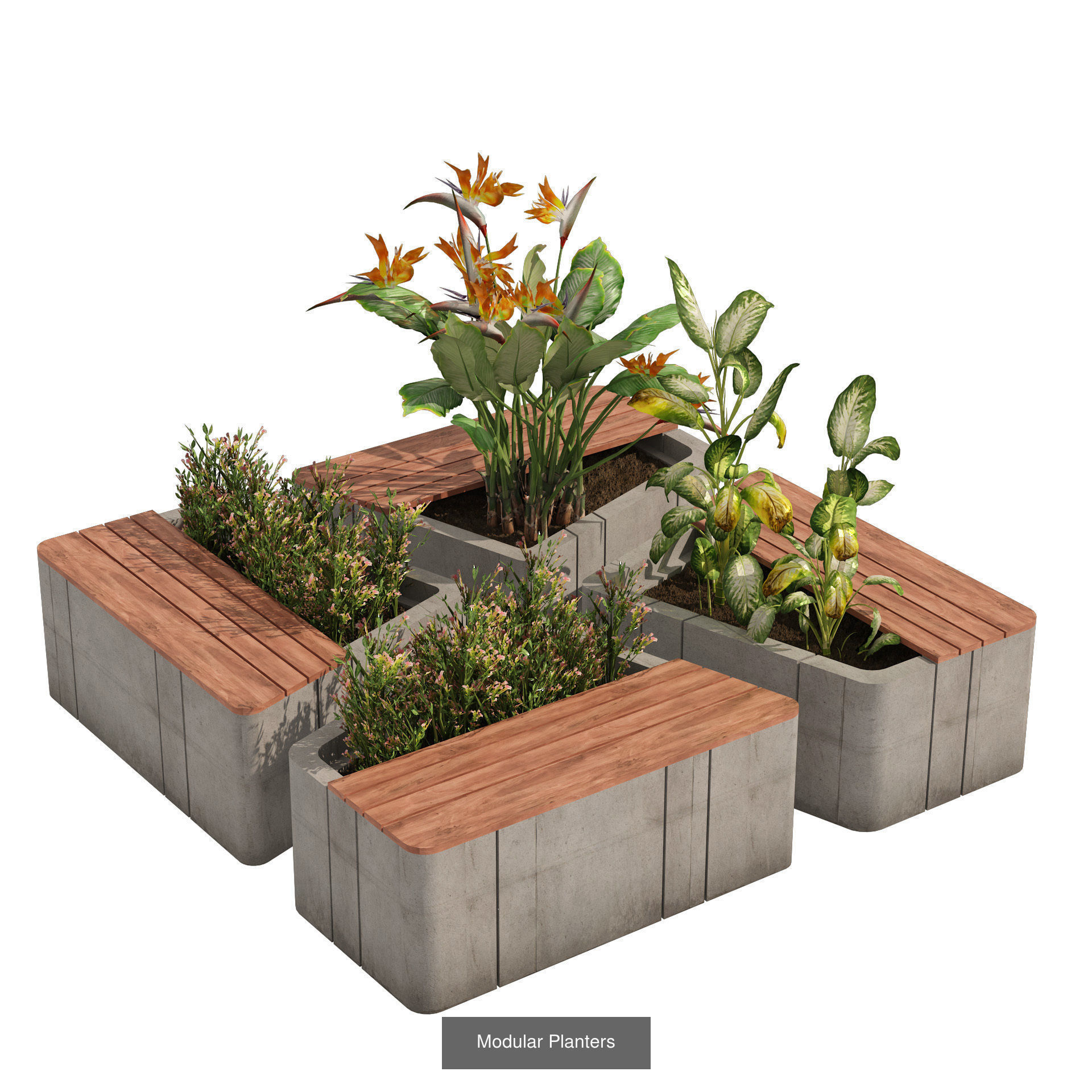 Contemporary Park and Plaza Furnishings 3D Model Collection_27